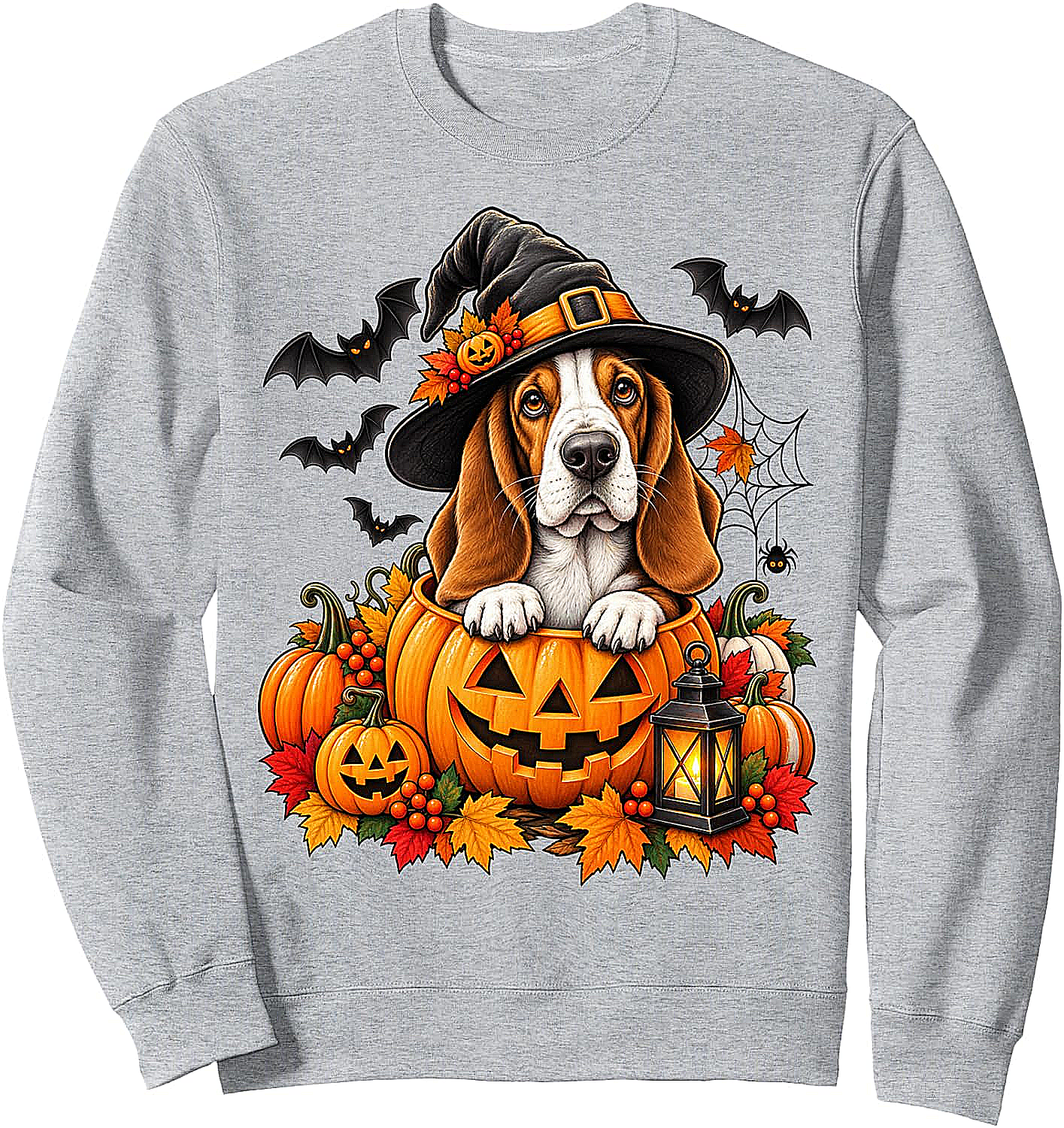 Basset Hound Witch Pumpkin Halloween Dog Lover Sweatshirt