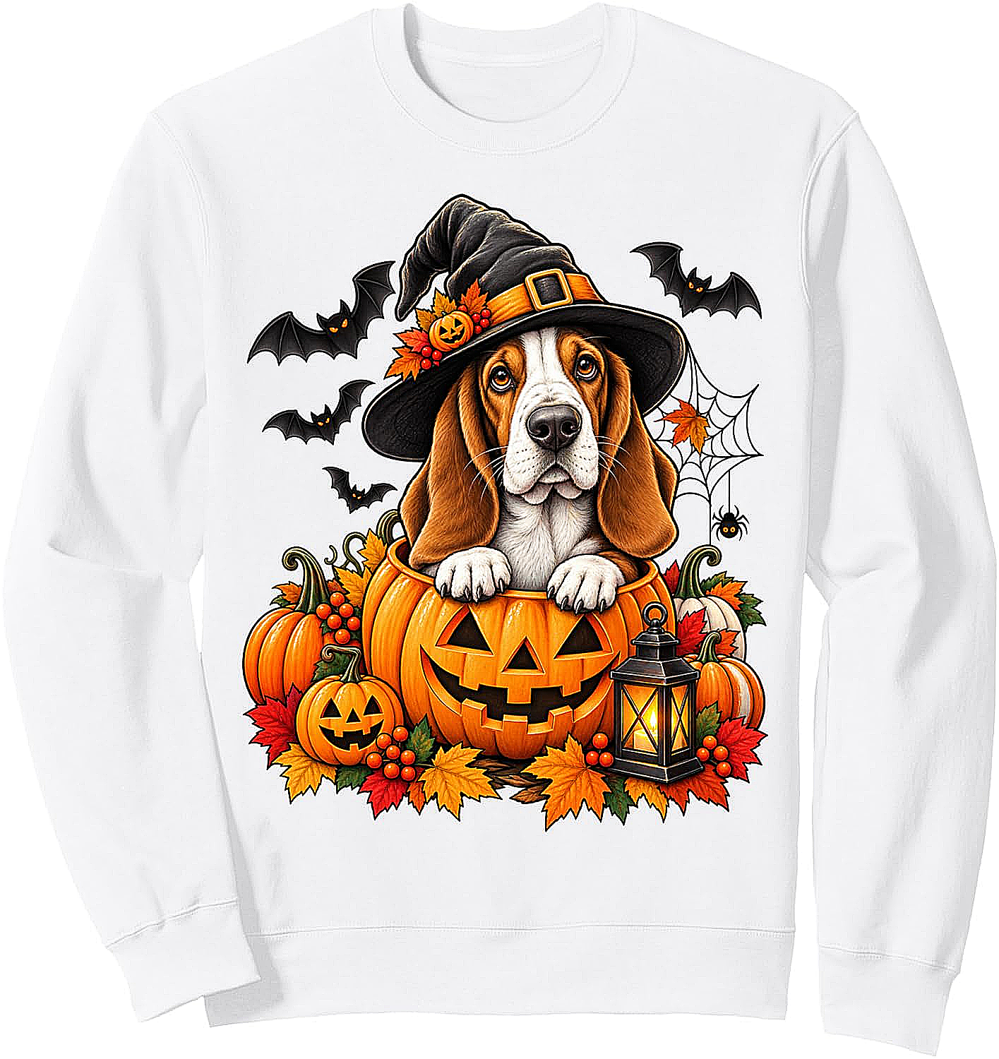 Basset Hound Witch Pumpkin Halloween Dog Lover Sweatshirt