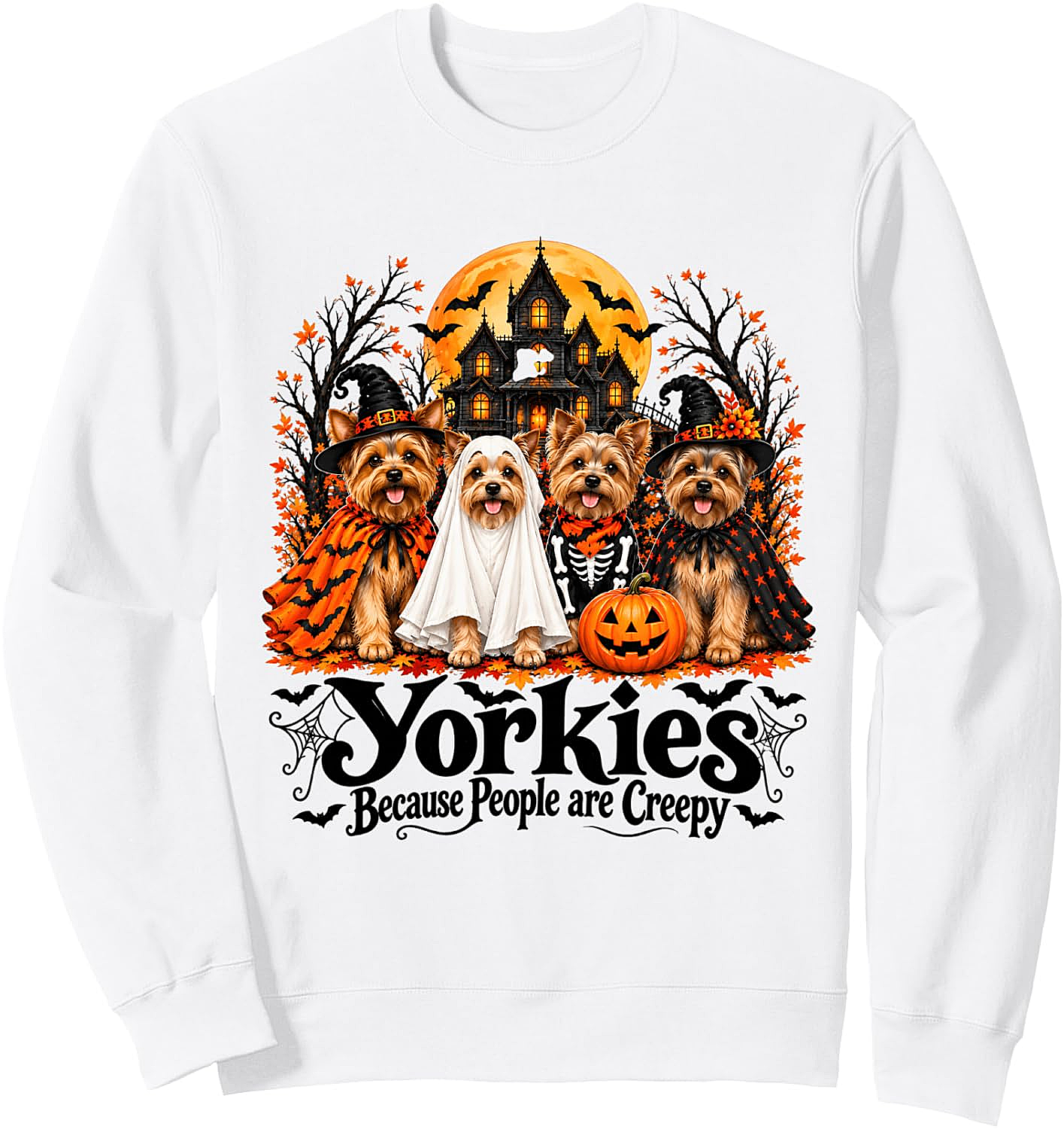 Funny Yorkie Halloween Sweatshirt - Creepy Dog Tee