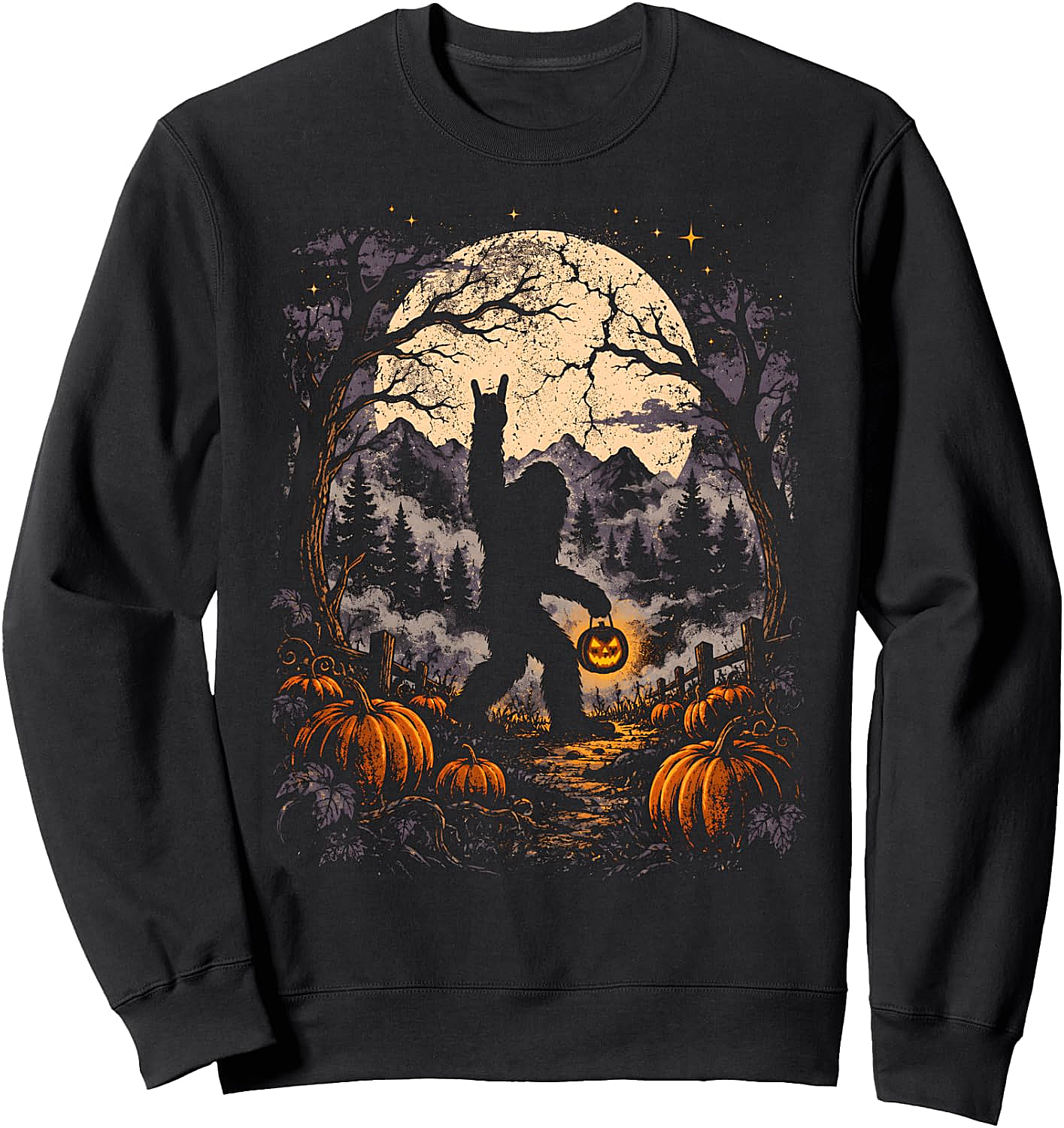 Funny Bigfoot Halloween Pumpkin Sweatshirt Unisex Tee