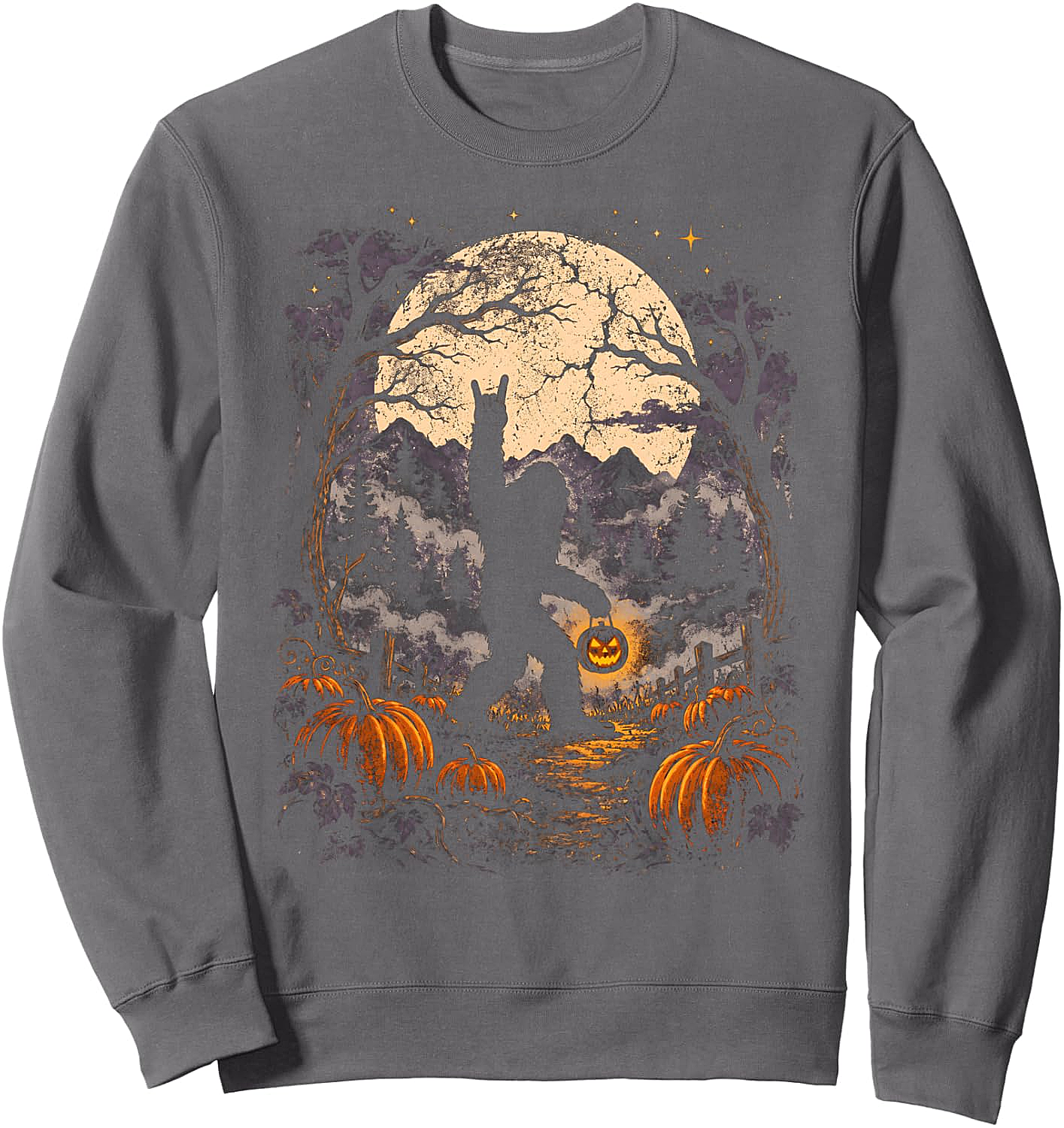 Funny Bigfoot Halloween Pumpkin Sweatshirt Unisex Tee