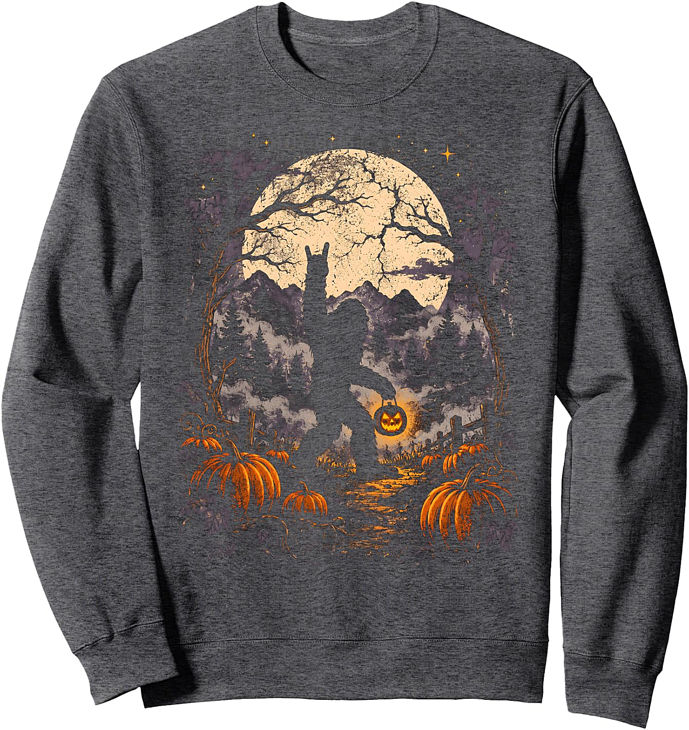 Funny Bigfoot Halloween Pumpkin Sweatshirt Unisex Tee