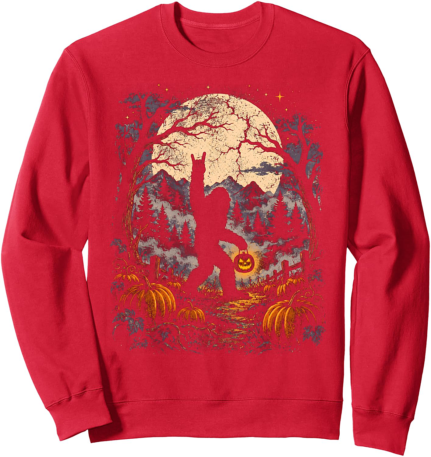 Funny Bigfoot Halloween Pumpkin Sweatshirt Unisex Tee