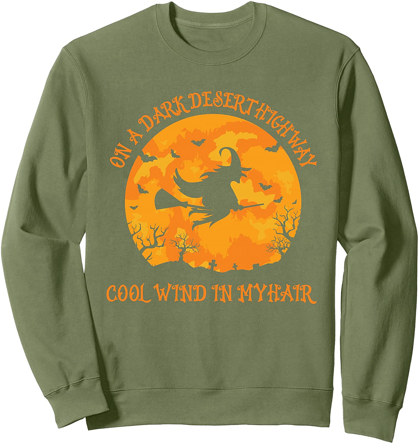 Flying Witch Halloween Sweatshirt Cool Wind In My Hair