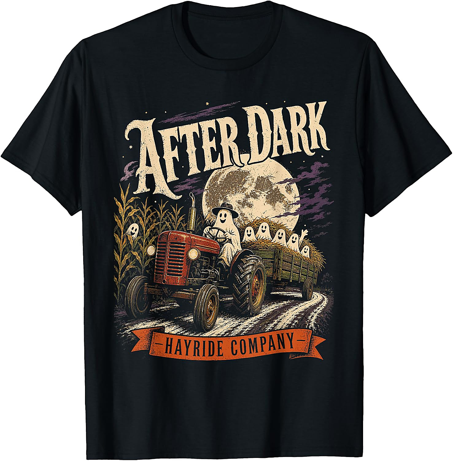 Ghost Hayride Halloween T-Shirt | Spooky Tractor Tee