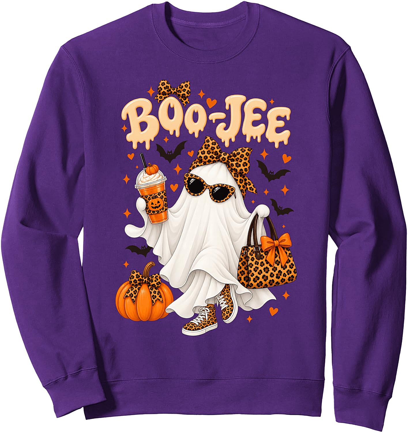 Boo-JEE Ghost Halloween Leopard Spooky Season Sweatshirt