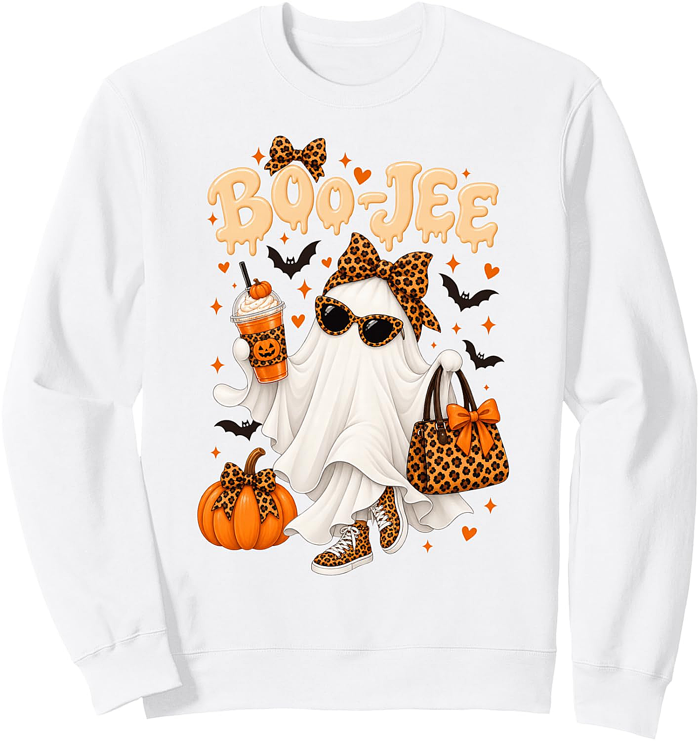 Boo-JEE Ghost Halloween Leopard Spooky Season Sweatshirt