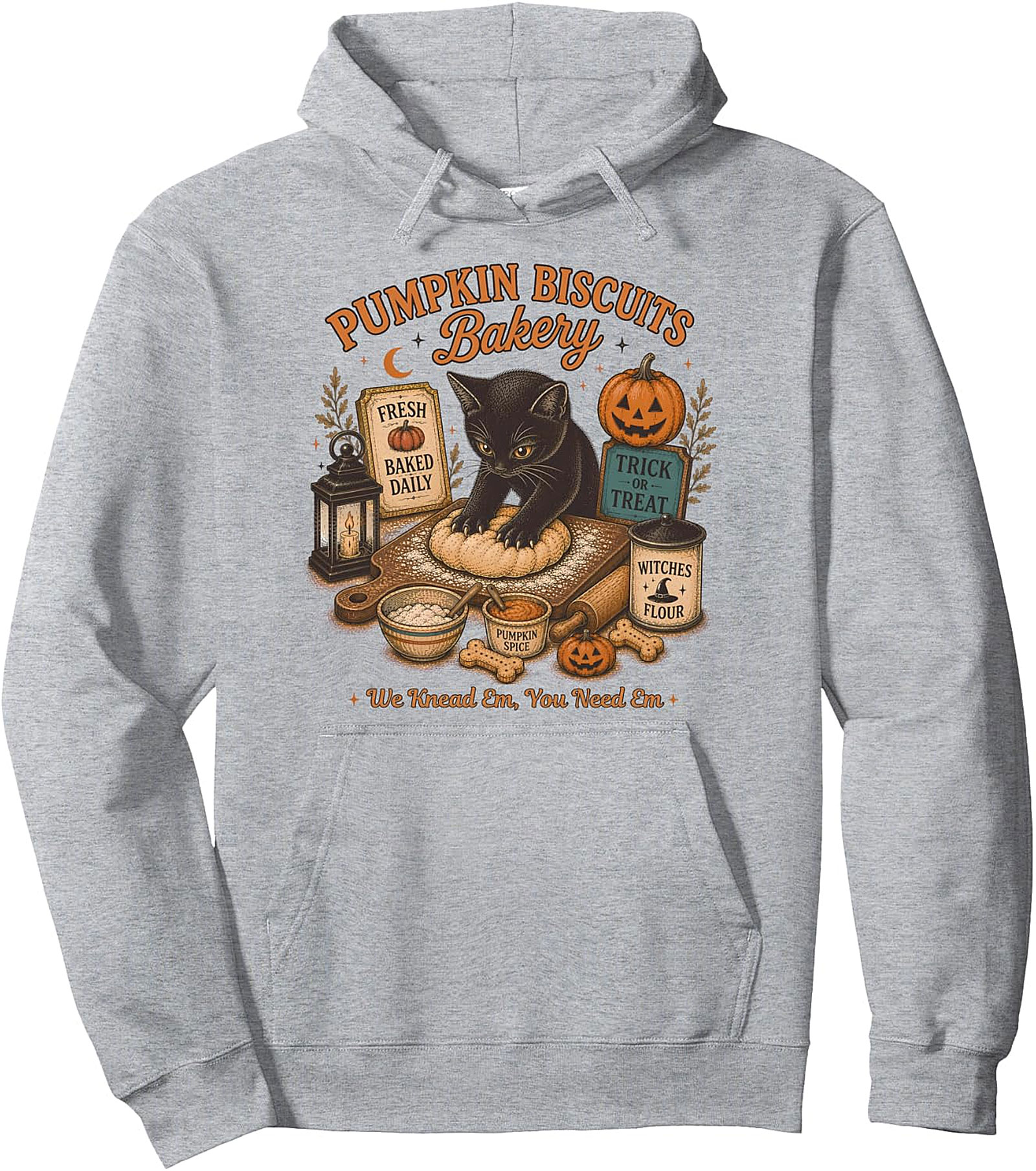 Retro Fall Pullover Hoodie | Pumpkin Biscuits Cat Bakery