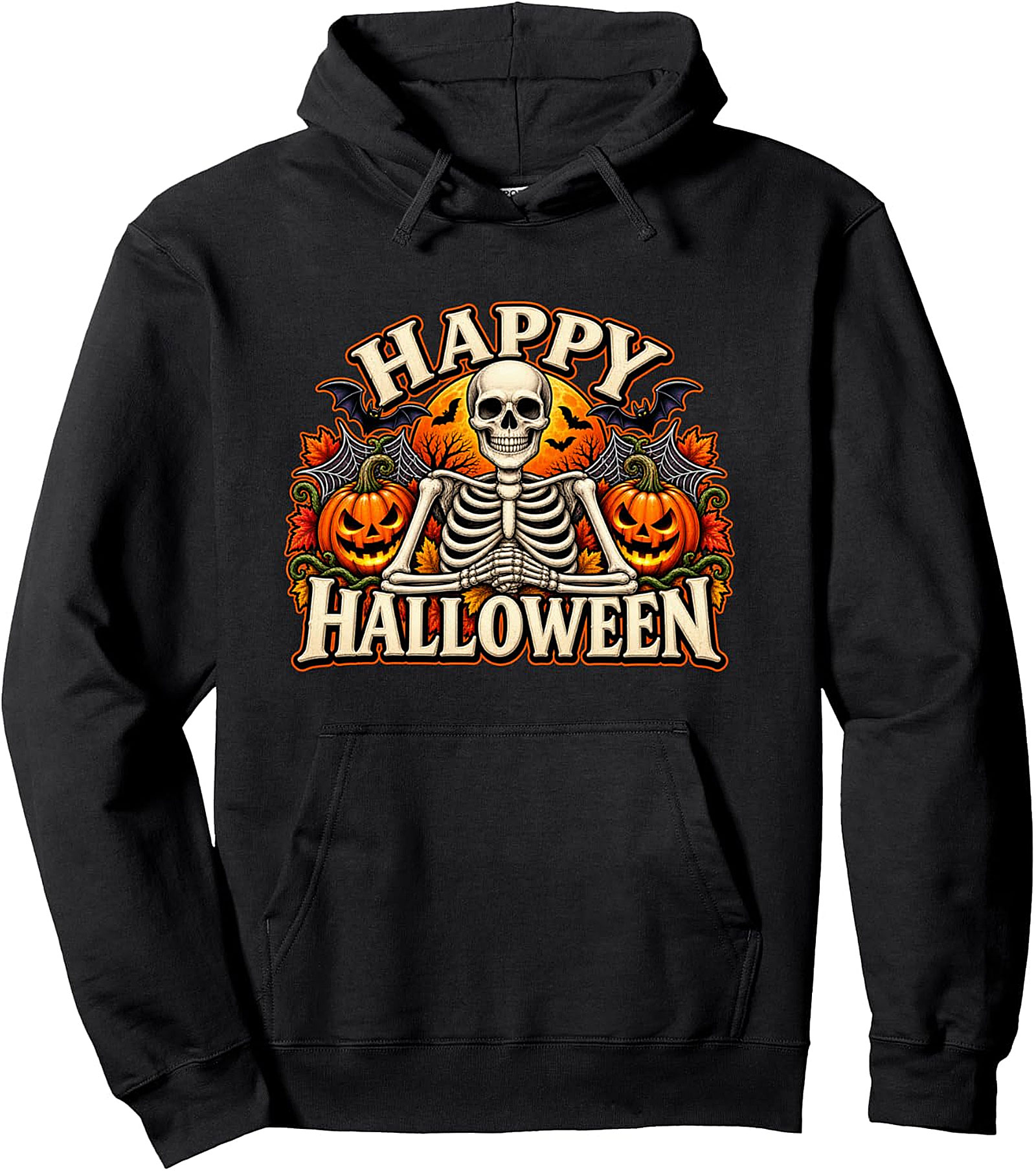 Happy Halloween Skeleton Pullover Hoodie | Festive & Cozy