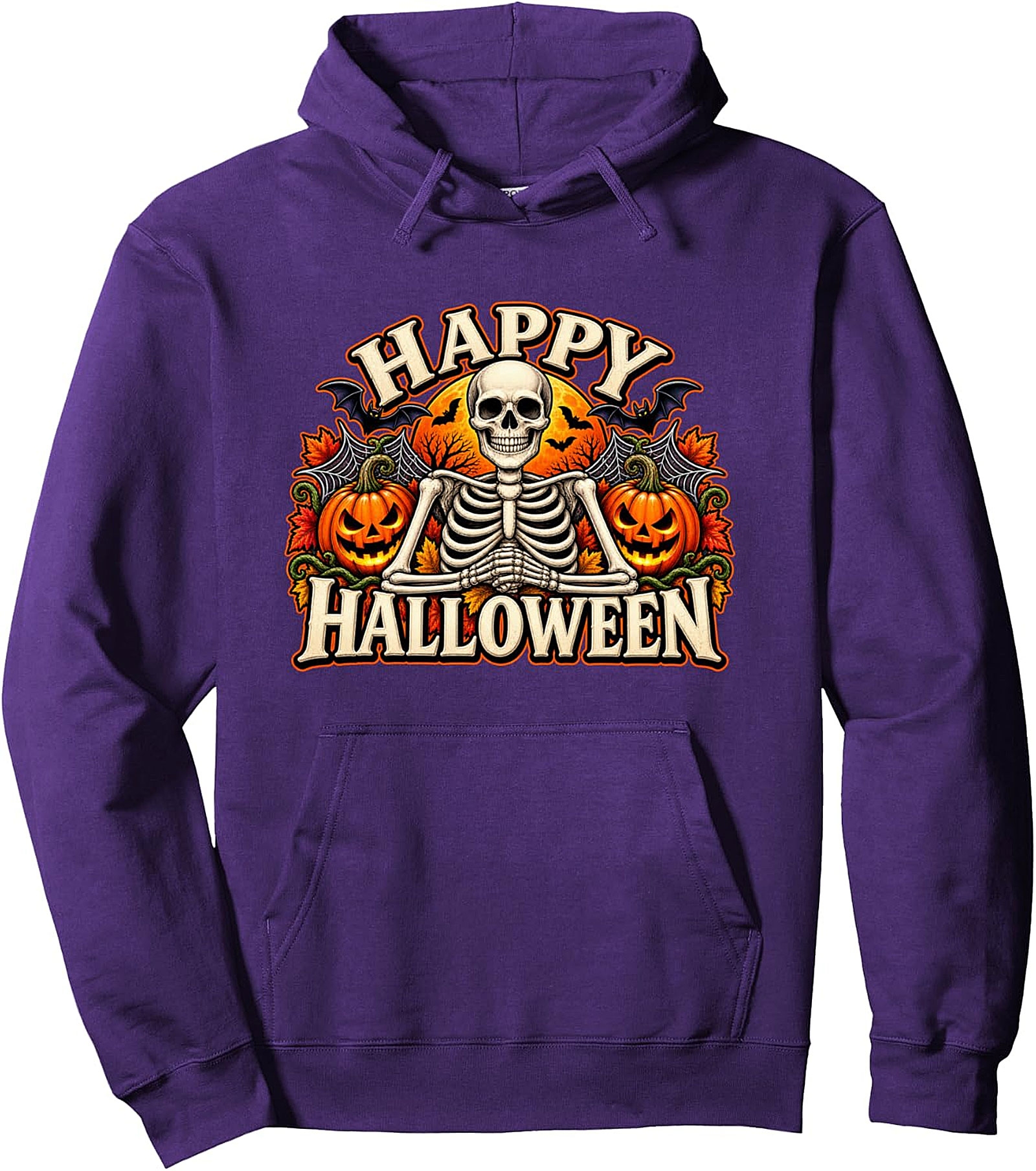 Happy Halloween Skeleton Pullover Hoodie | Festive & Cozy