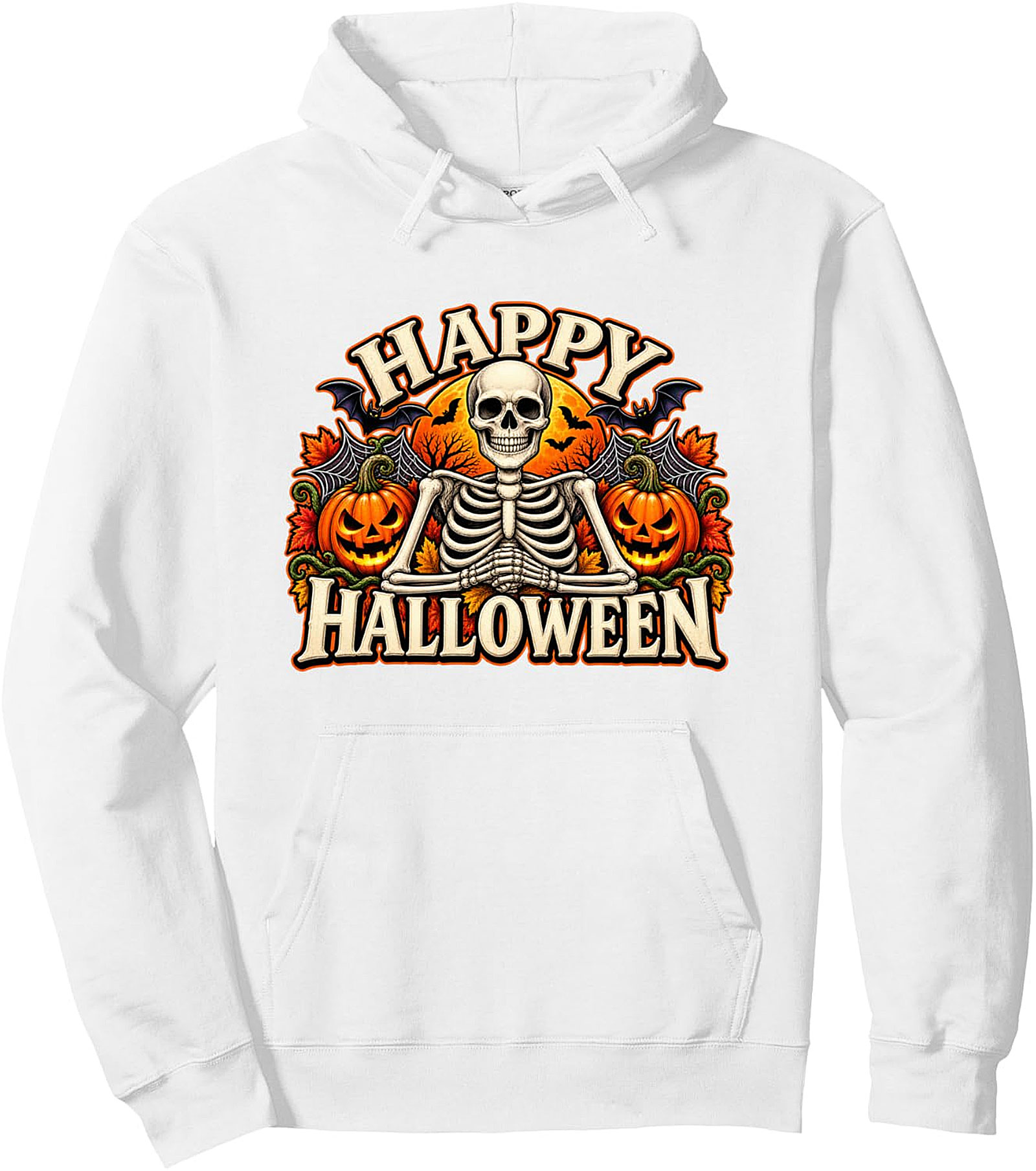 Happy Halloween Skeleton Pullover Hoodie | Festive & Cozy