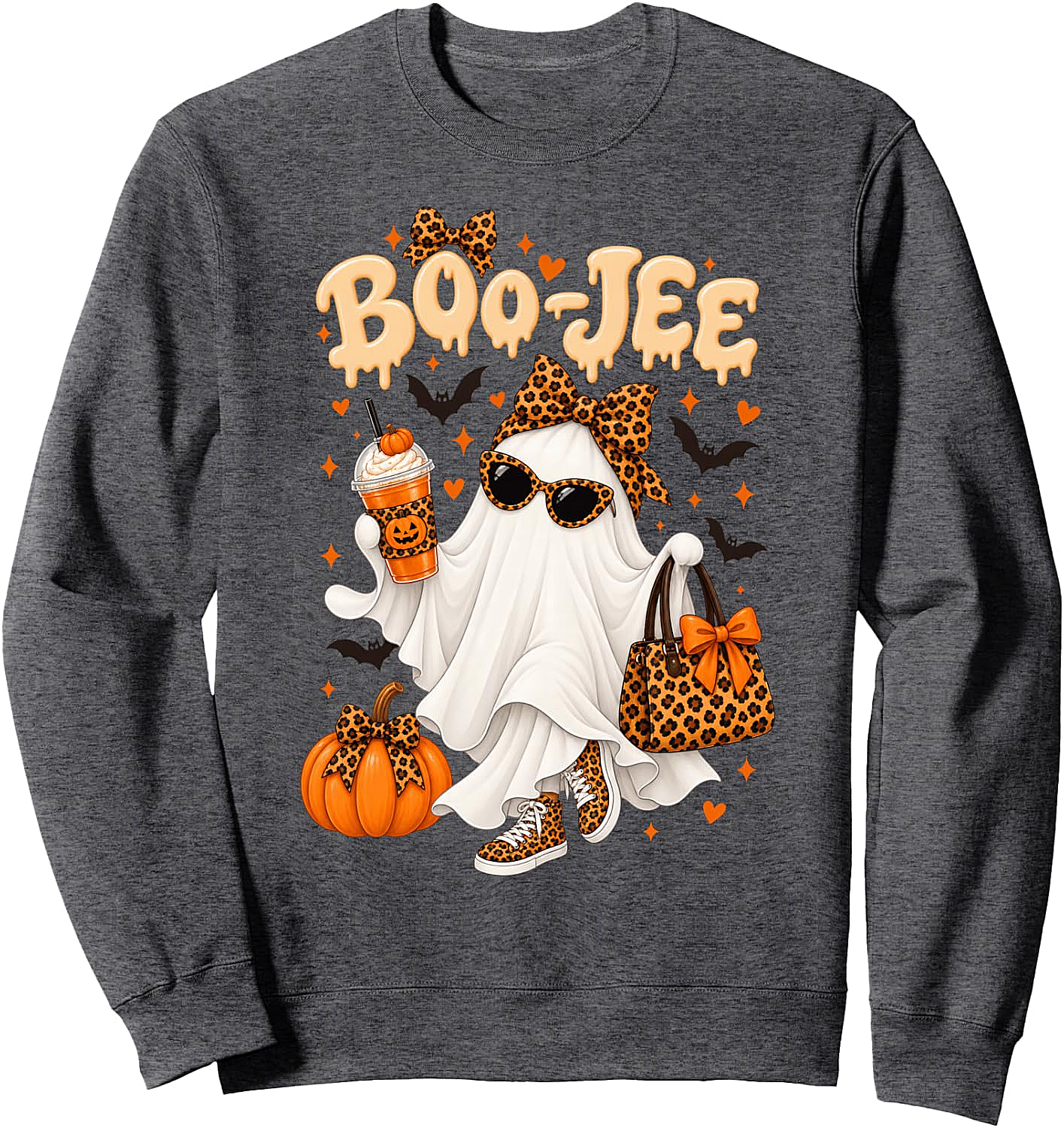 Boo-JEE Ghost Halloween Leopard Spooky Season Sweatshirt
