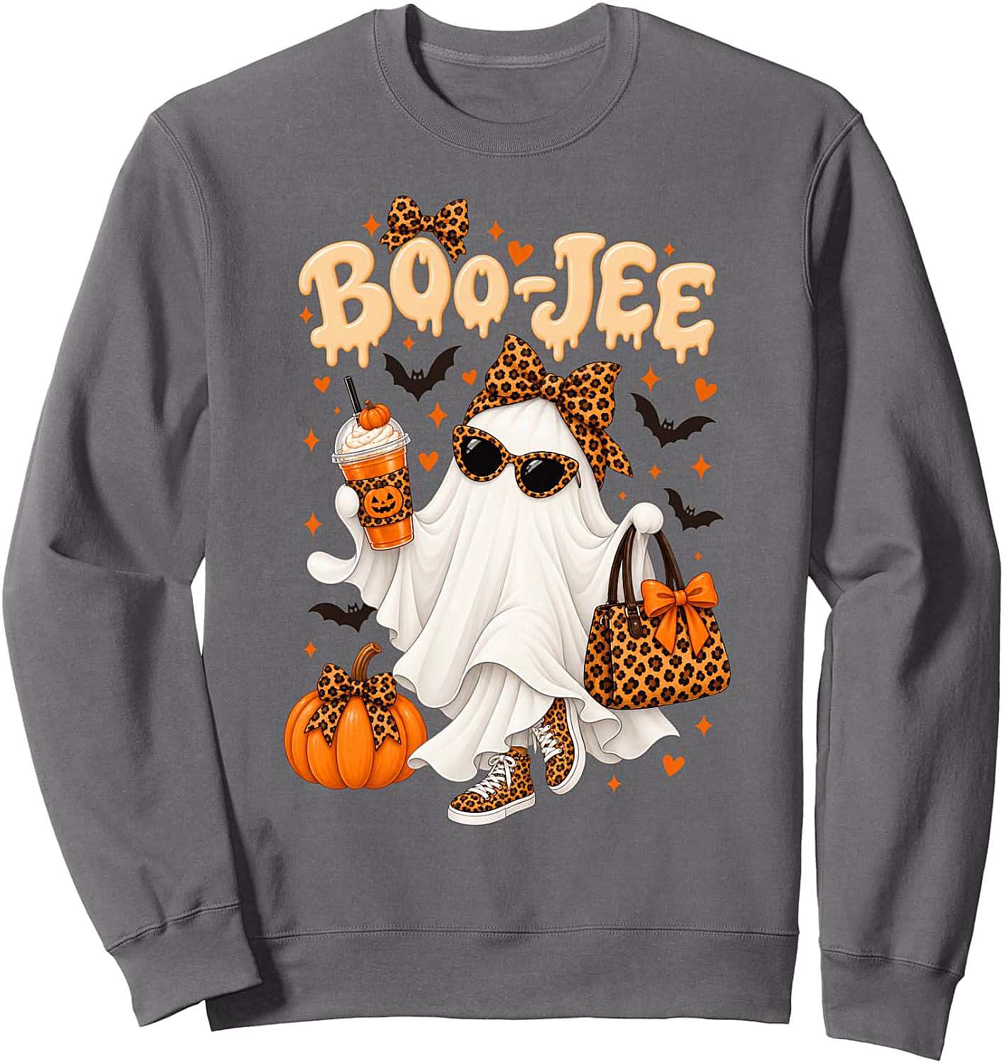 Boo-JEE Ghost Halloween Leopard Spooky Season Sweatshirt
