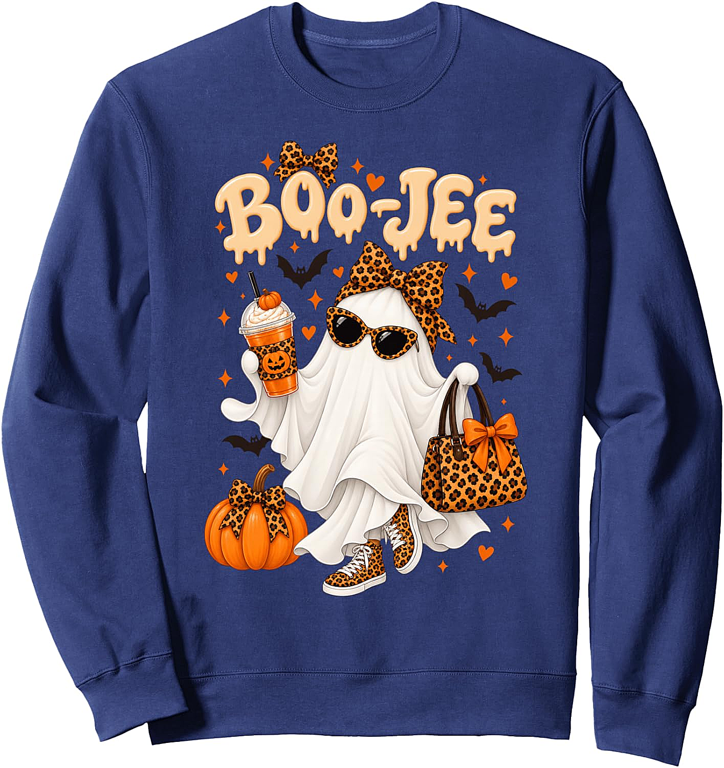 Boo-JEE Ghost Halloween Leopard Spooky Season Sweatshirt