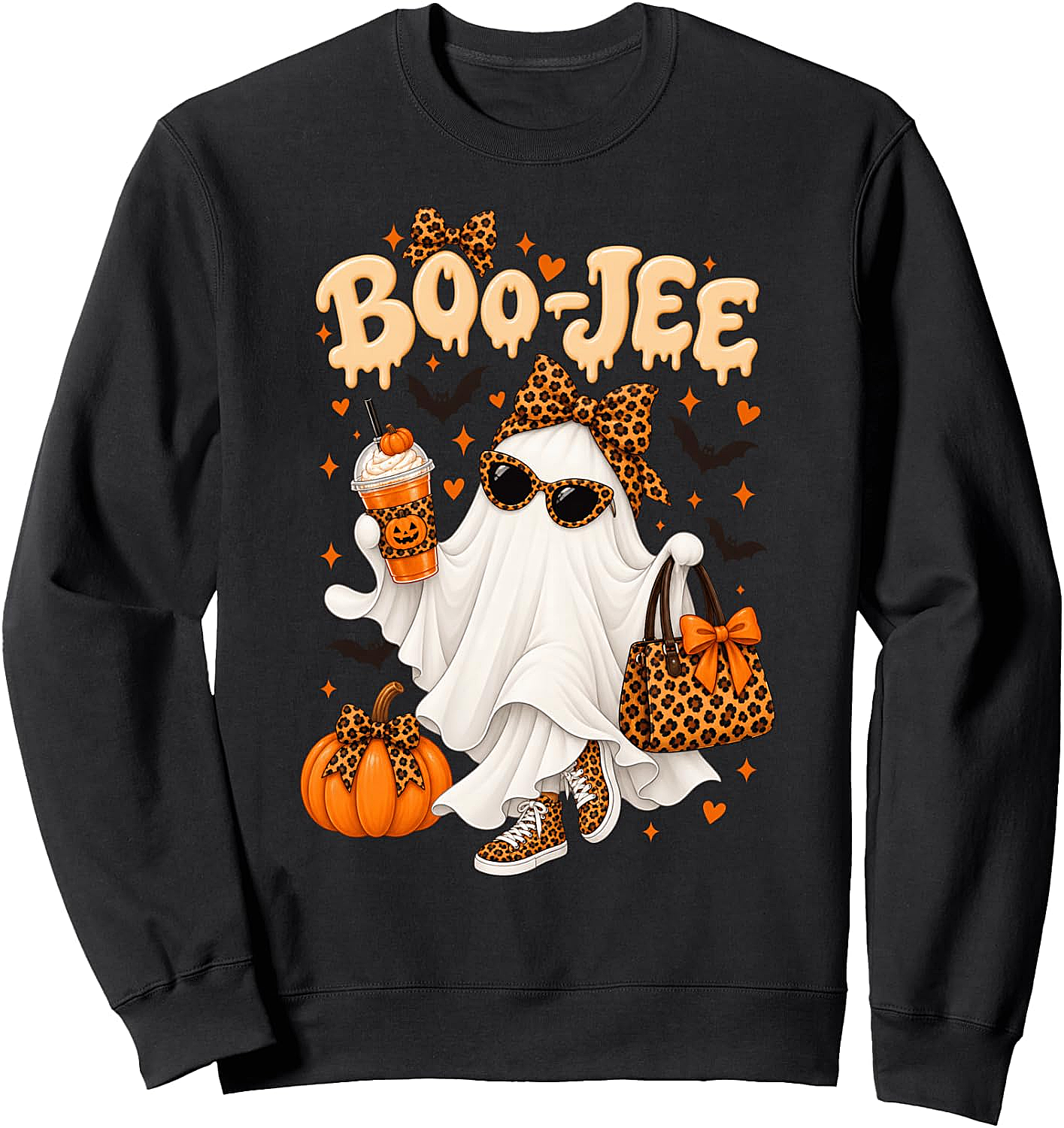 Boo-JEE Ghost Halloween Leopard Spooky Season Sweatshirt
