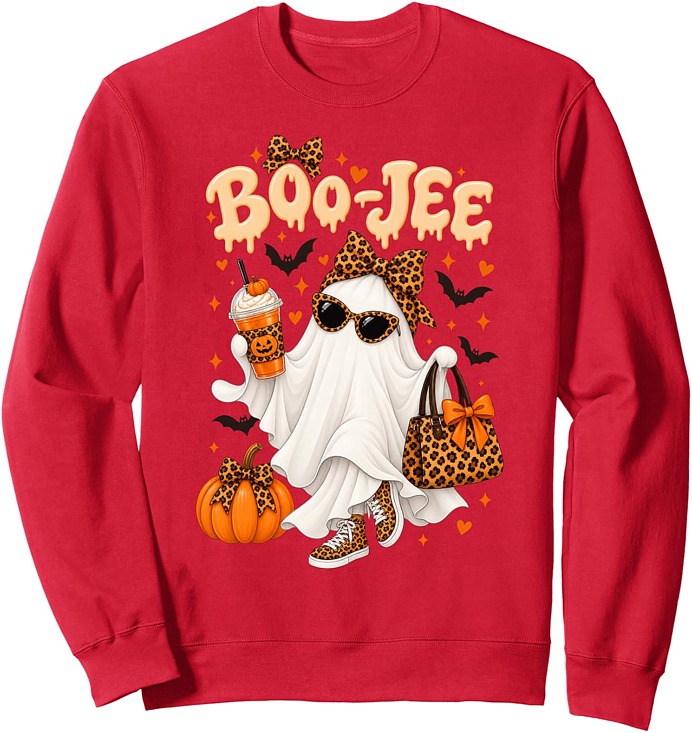 Boo-JEE Ghost Halloween Leopard Spooky Season Sweatshirt