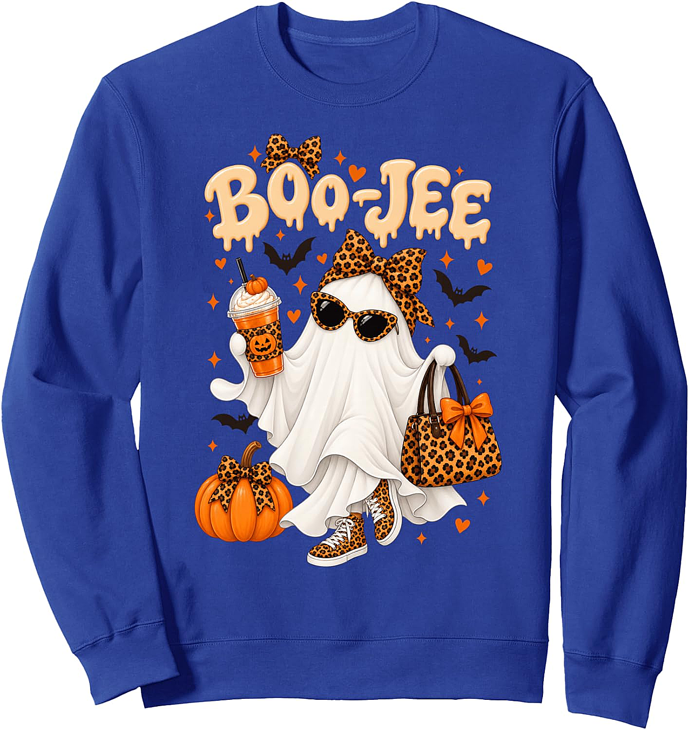 Boo-JEE Ghost Halloween Leopard Spooky Season Sweatshirt