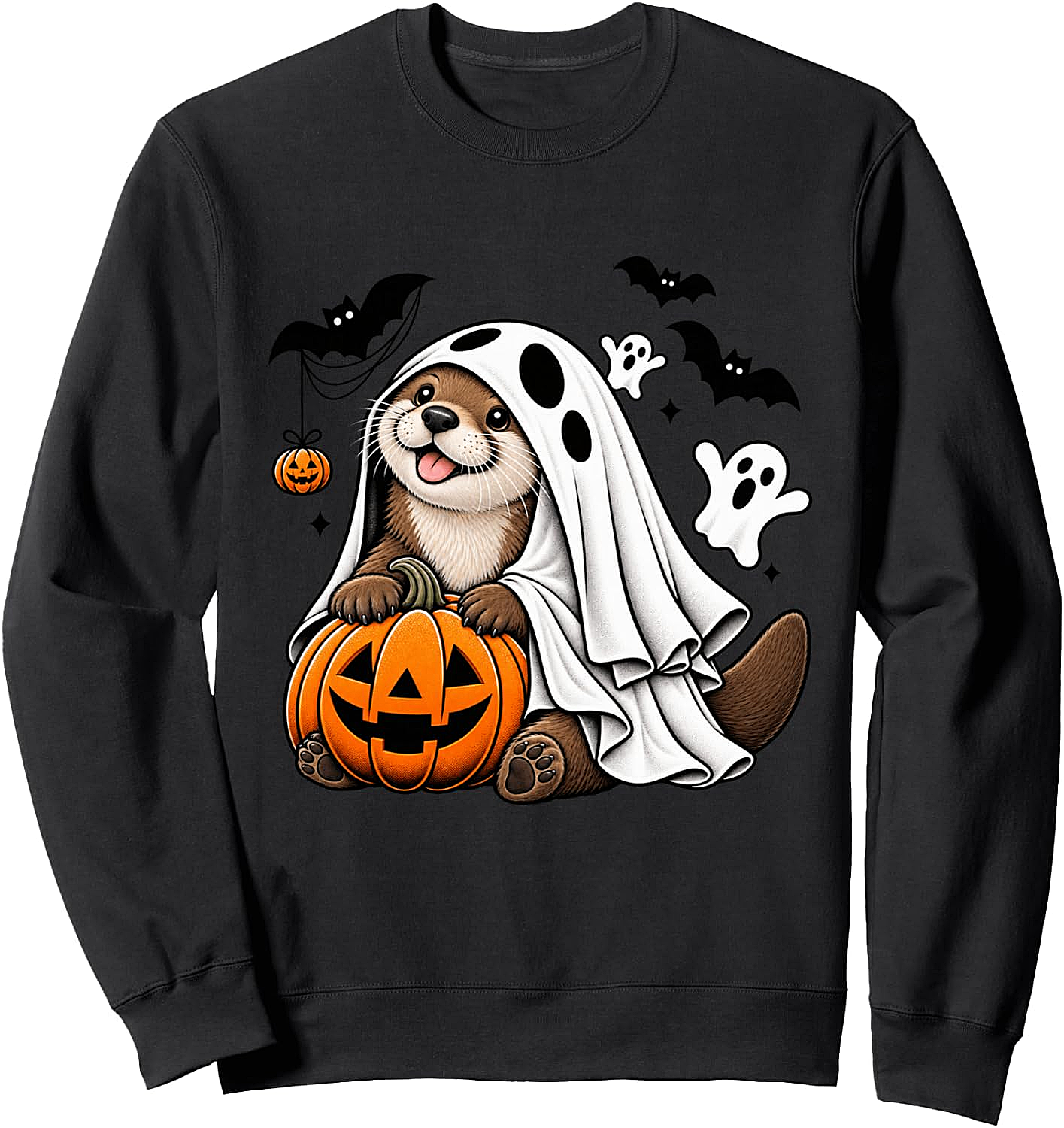 Cute Otter Halloween Ghost Pumpkin Spooky Sweatshirt