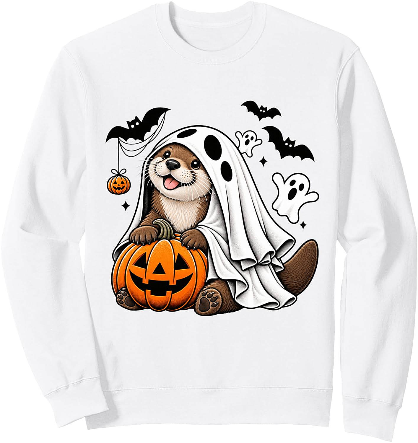  Cute Otter Halloween Ghost Pumpkin Spooky Sweatshirt