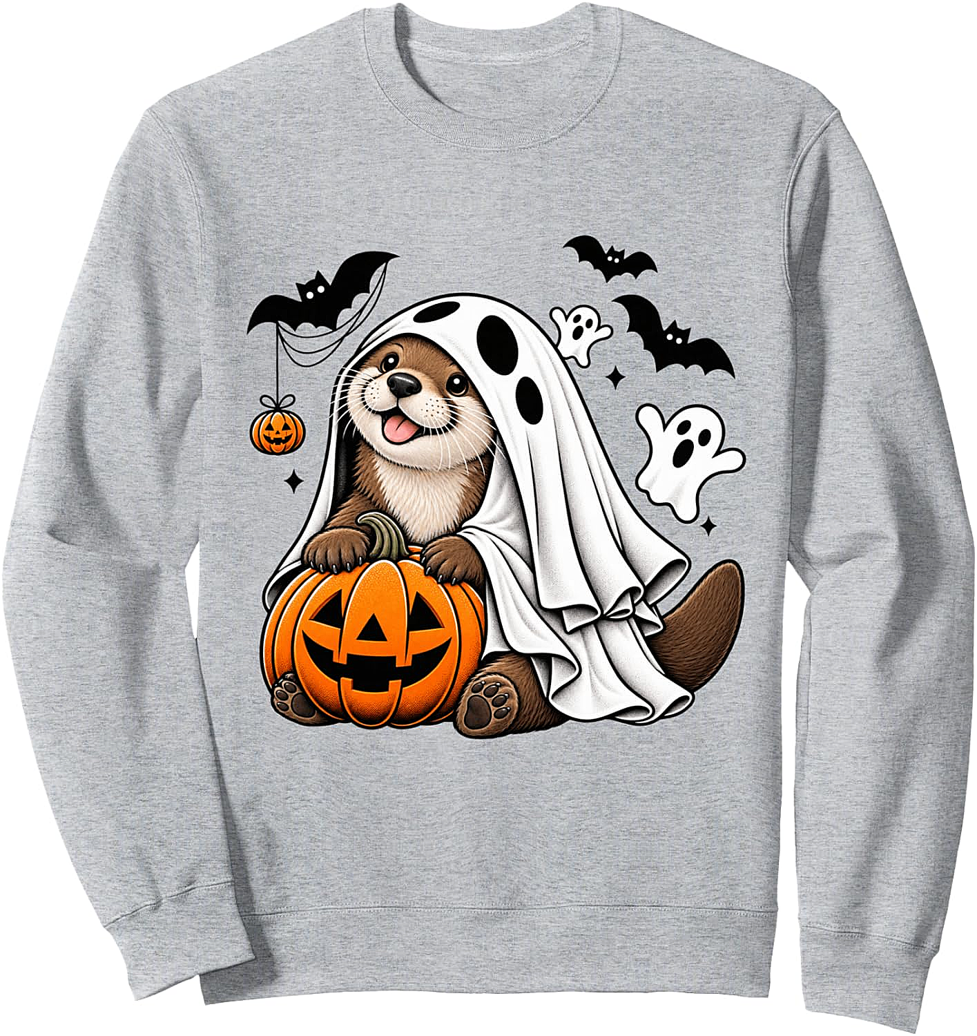  Cute Otter Halloween Ghost Pumpkin Spooky Sweatshirt