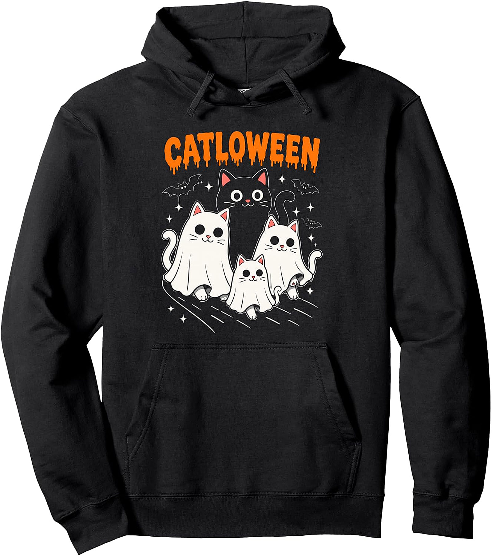 Catloween Halloween Cat Ghost Family Pullover Hoodie