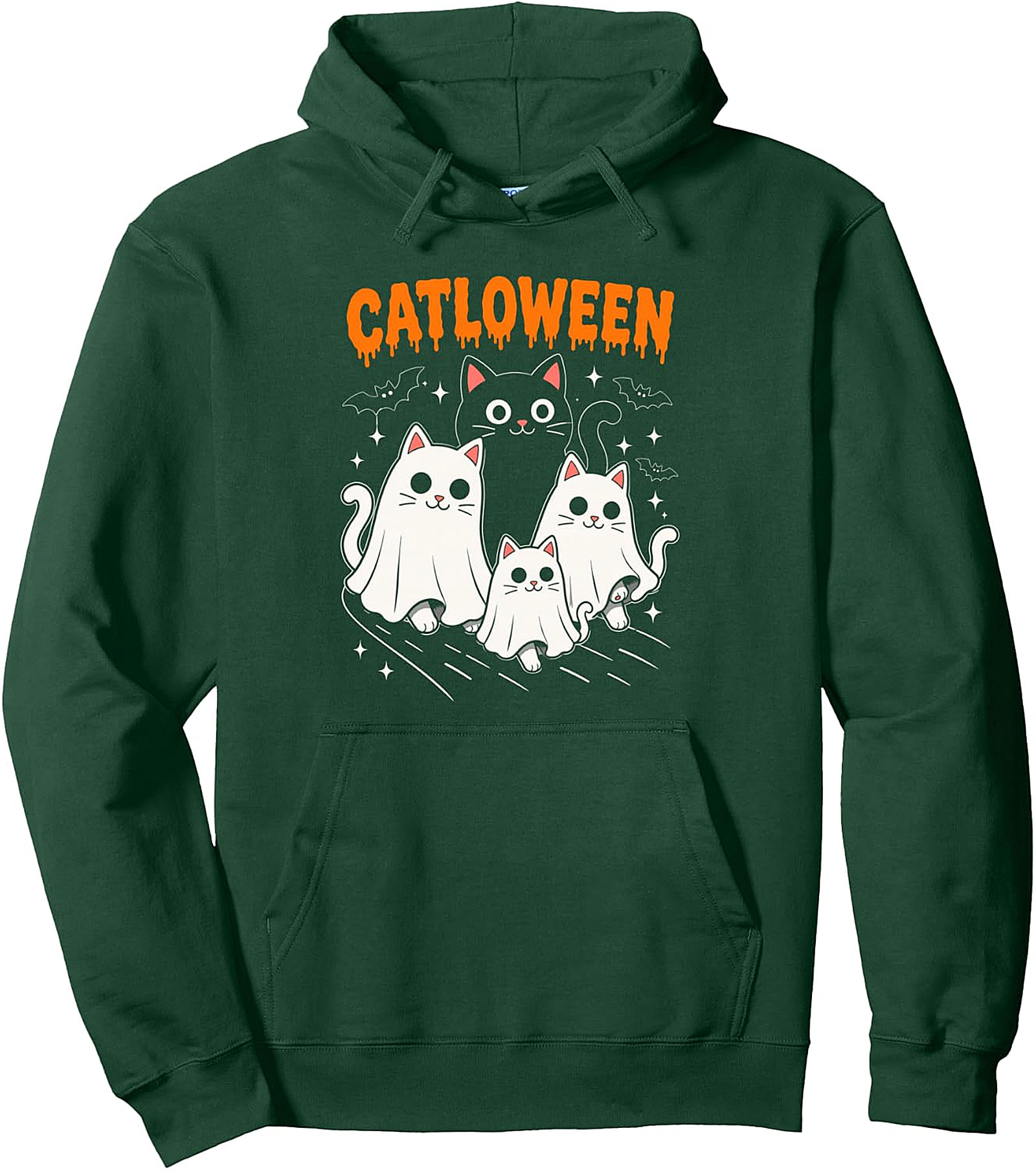 Catloween Halloween Cat Ghost Family Pullover Hoodie