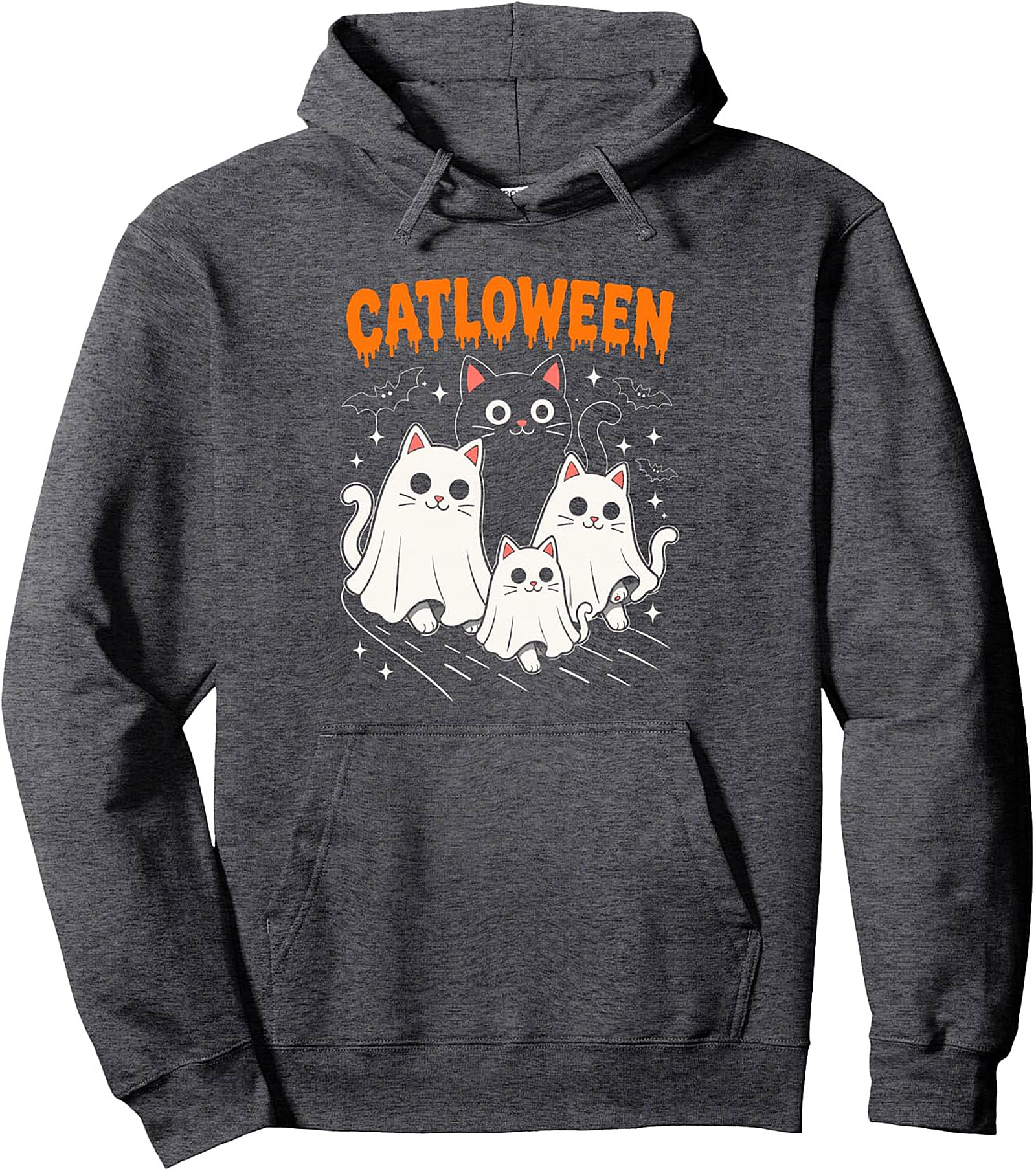 Catloween Halloween Cat Ghost Family Pullover Hoodie