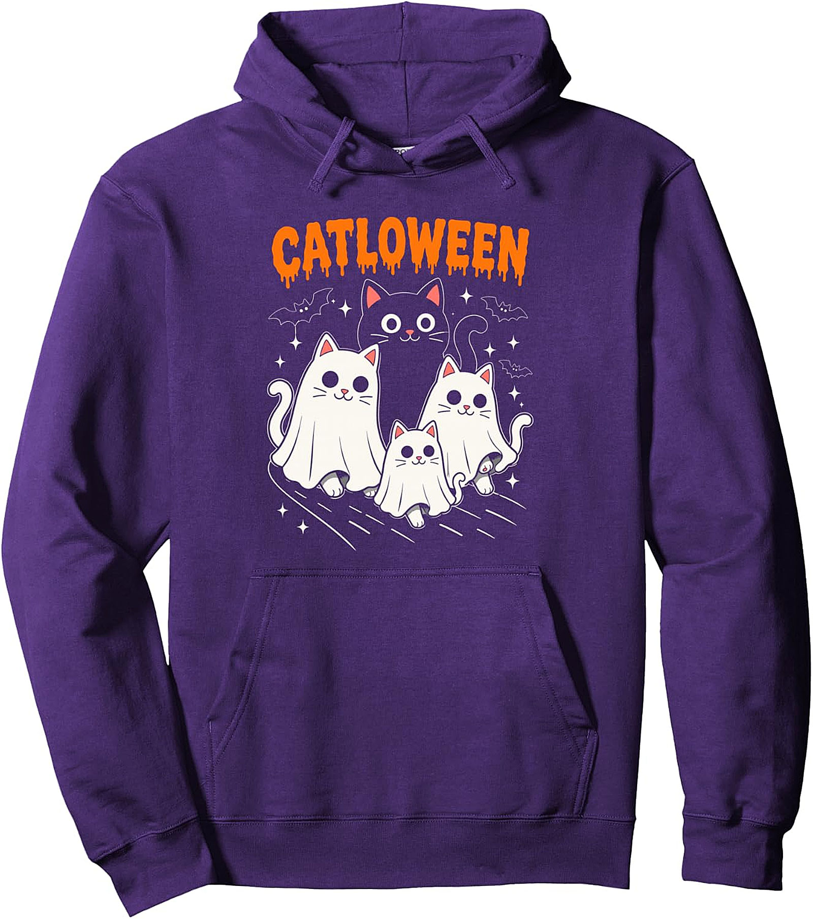 Catloween Halloween Cat Ghost Family Pullover Hoodie