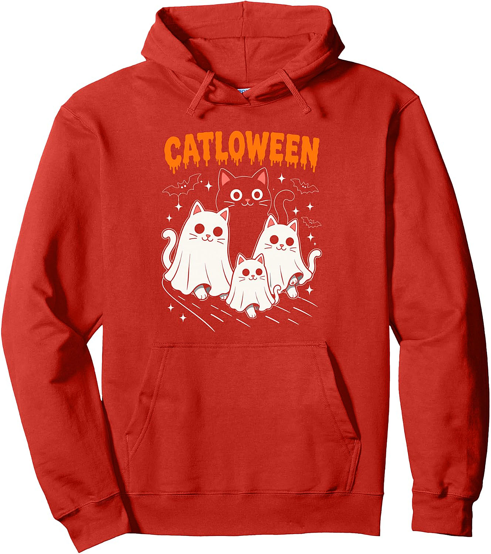 Catloween Halloween Cat Ghost Family Pullover Hoodie