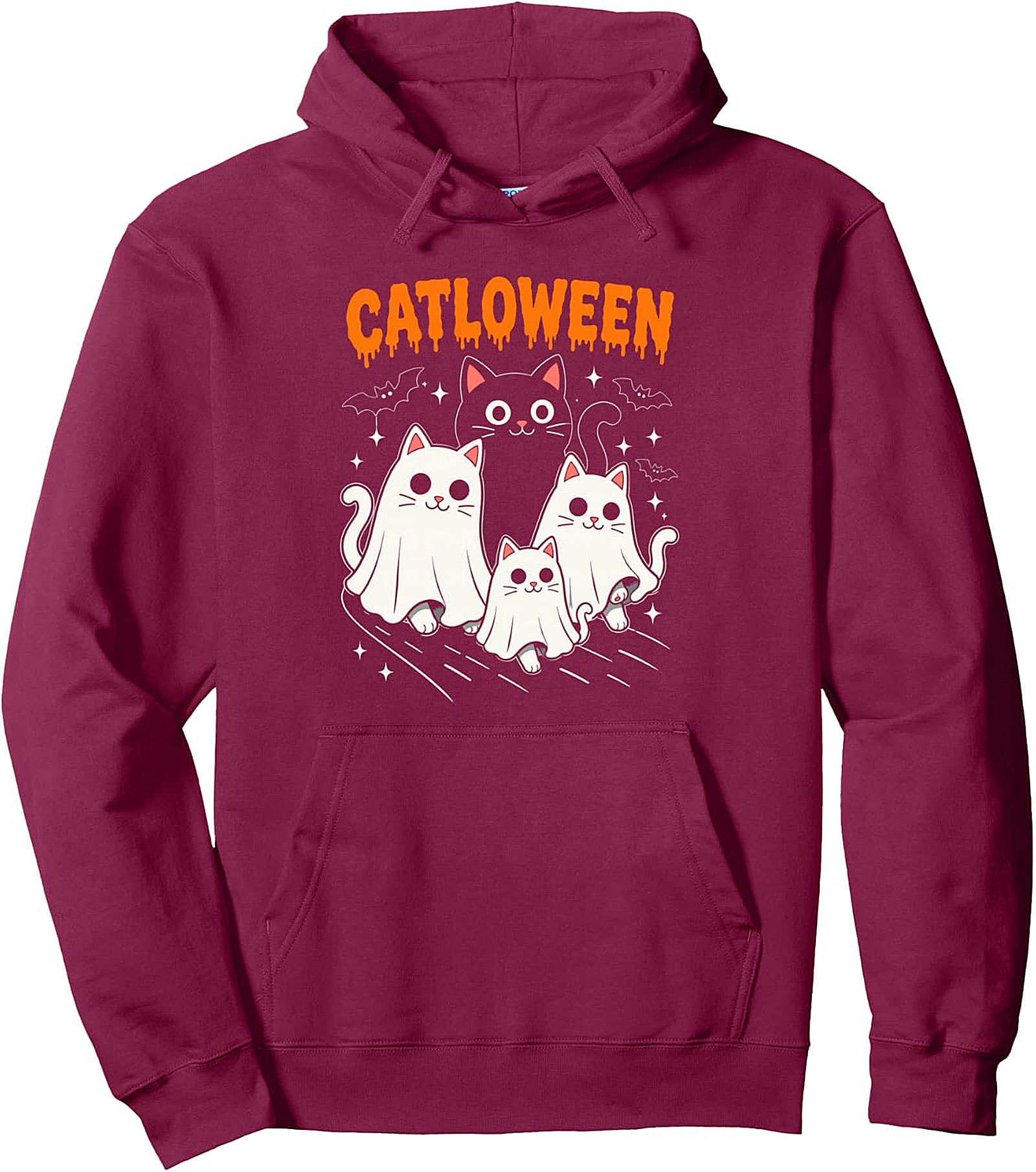 Catloween Halloween Cat Ghost Family Pullover Hoodie