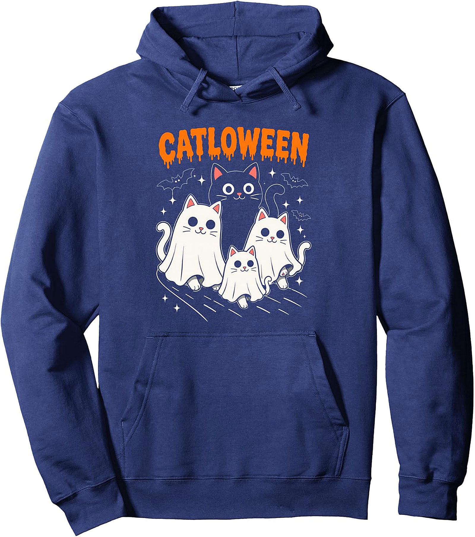 Catloween Halloween Cat Ghost Family Pullover Hoodie