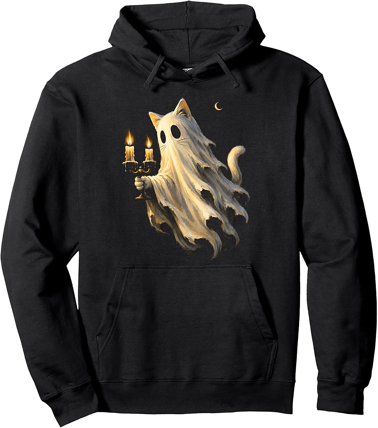 Cat Ghost Halloween Pullover Hoodie - Spooky & Cute
