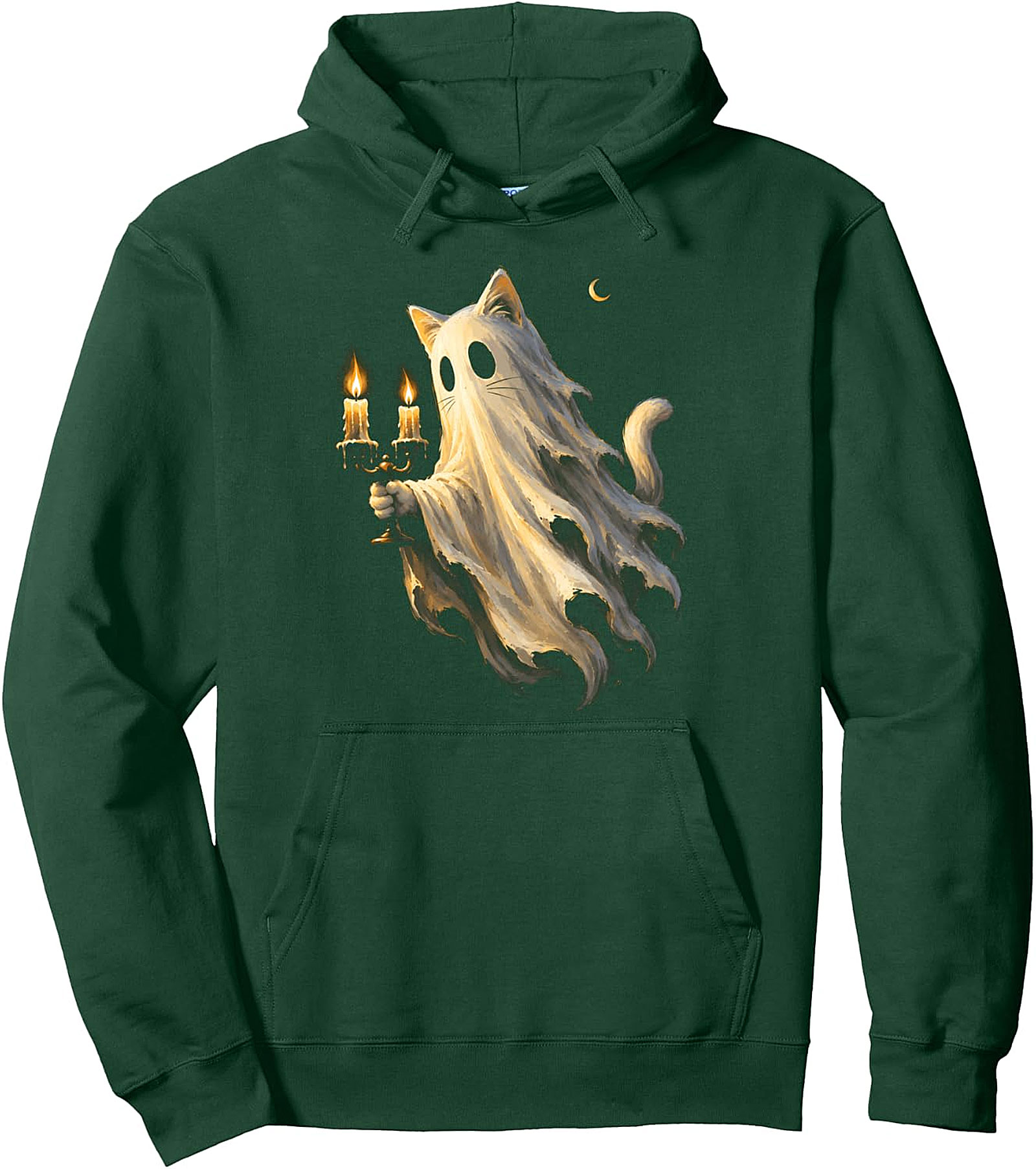 Cat Ghost Halloween Pullover Hoodie - Spooky & Cute