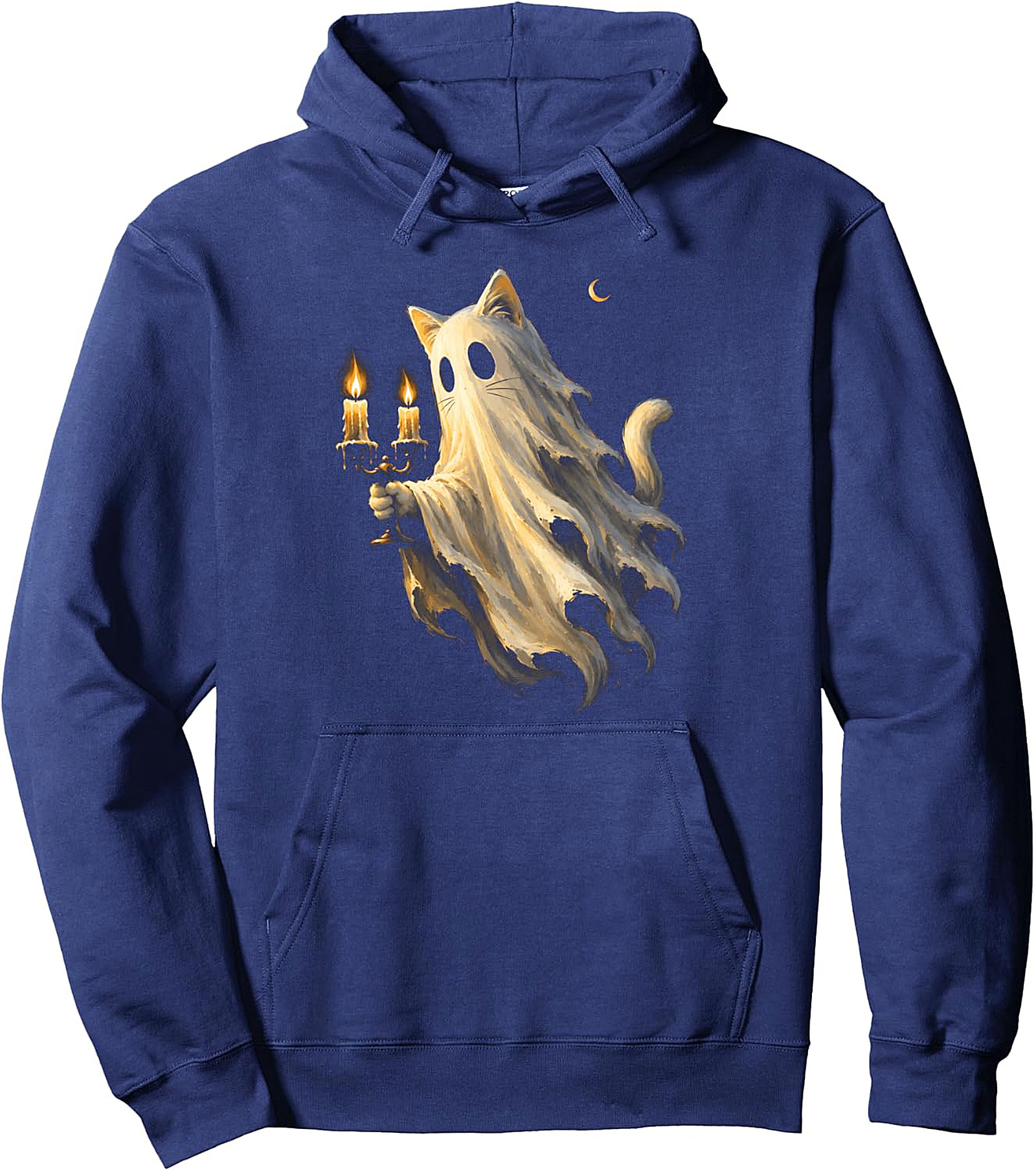 Cat Ghost Halloween Pullover Hoodie - Spooky & Cute