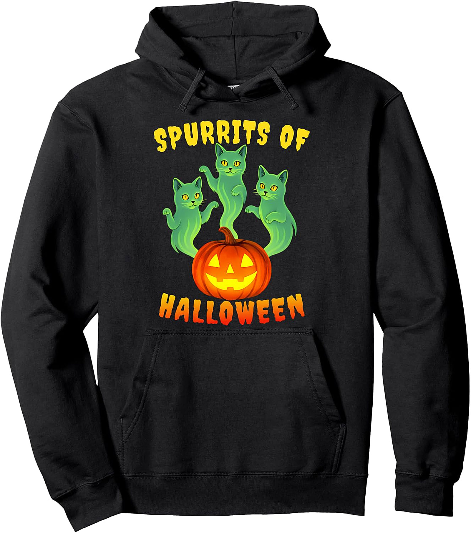 Spurrits of Halloween Ghost Cats Pullover Hoodie - Cozy & Fun