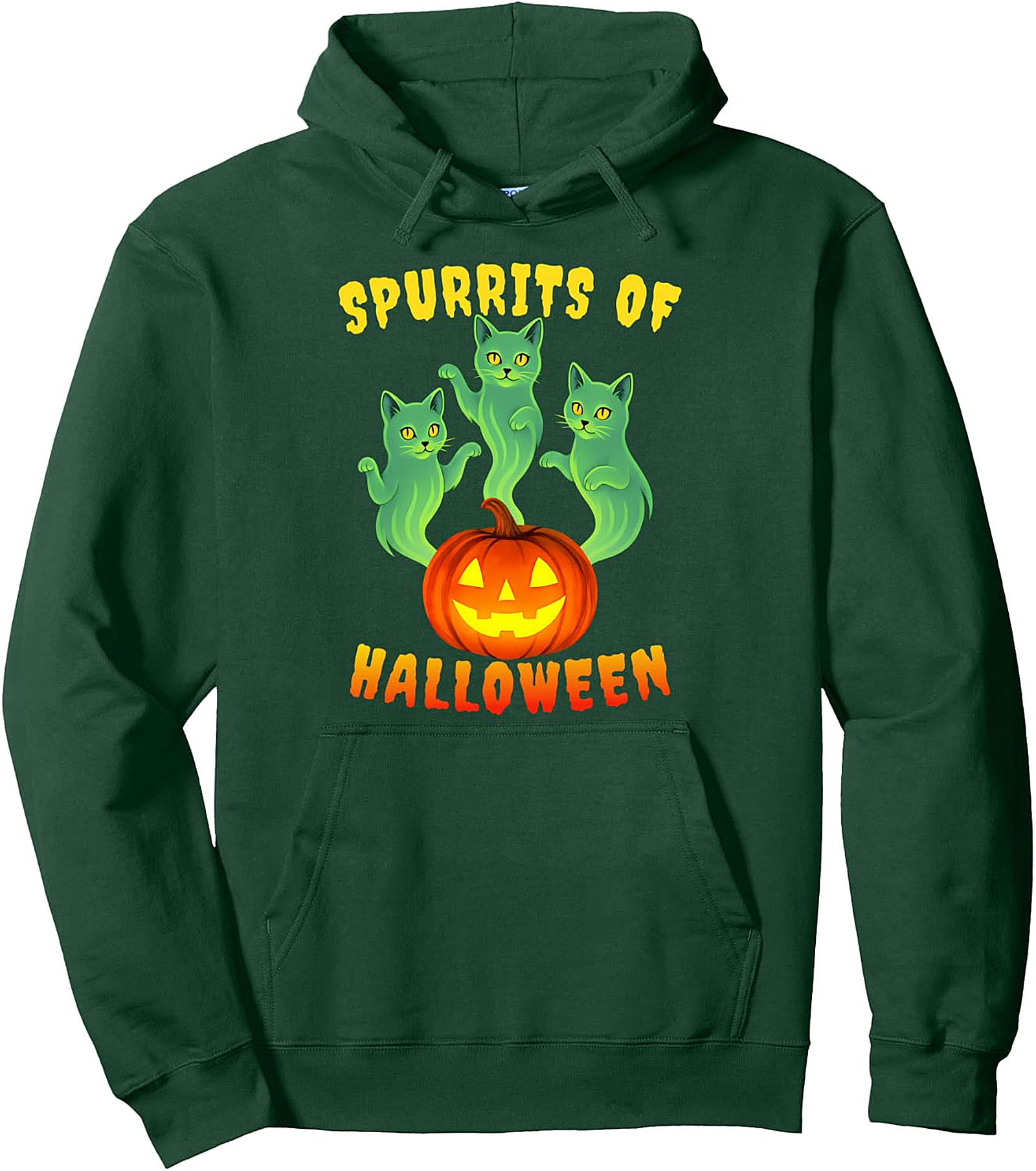 Spurrits of Halloween Ghost Cats Pullover Hoodie - Cozy & Fun
