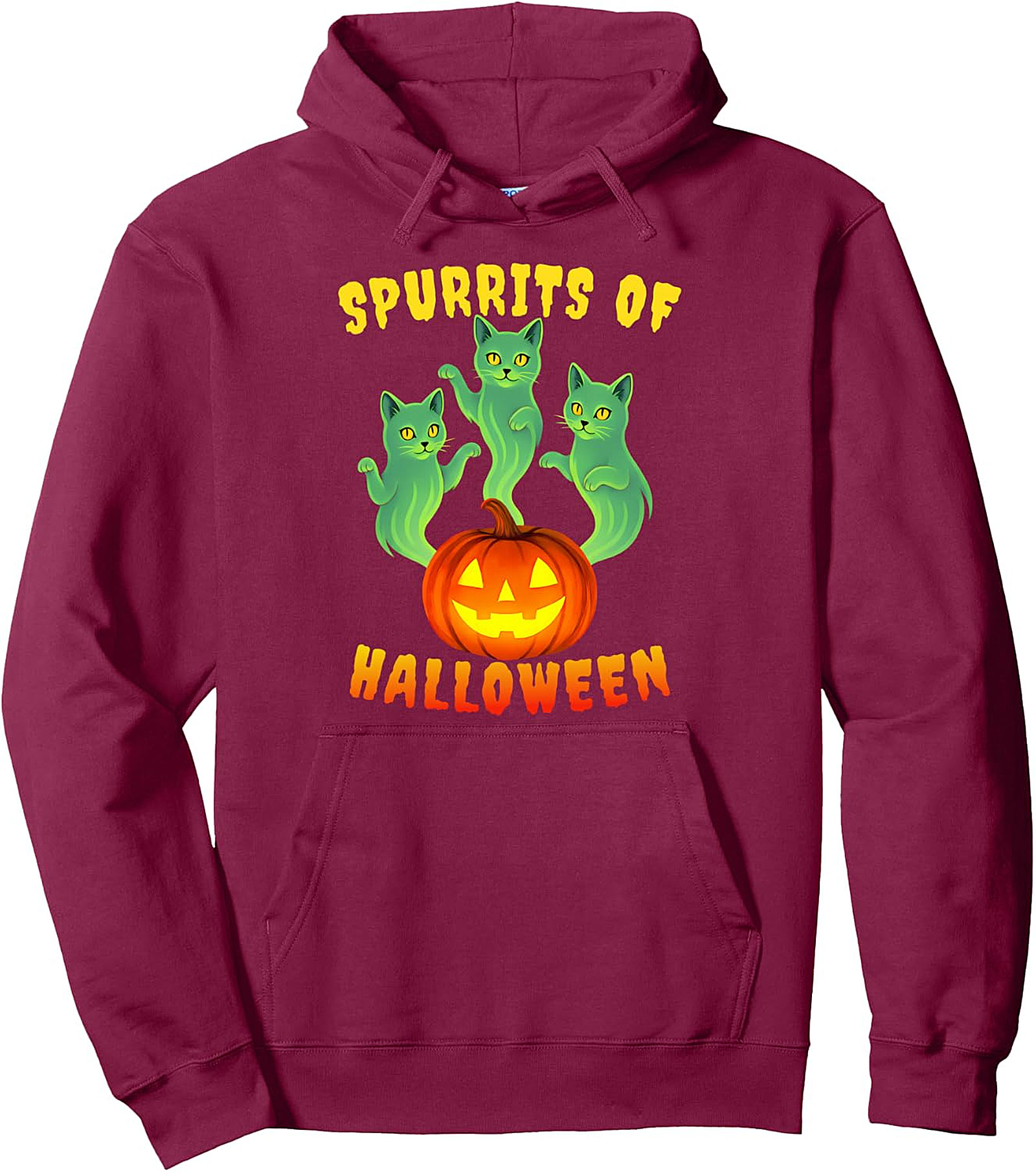 Spurrits of Halloween Ghost Cats Pullover Hoodie - Cozy & Fun
