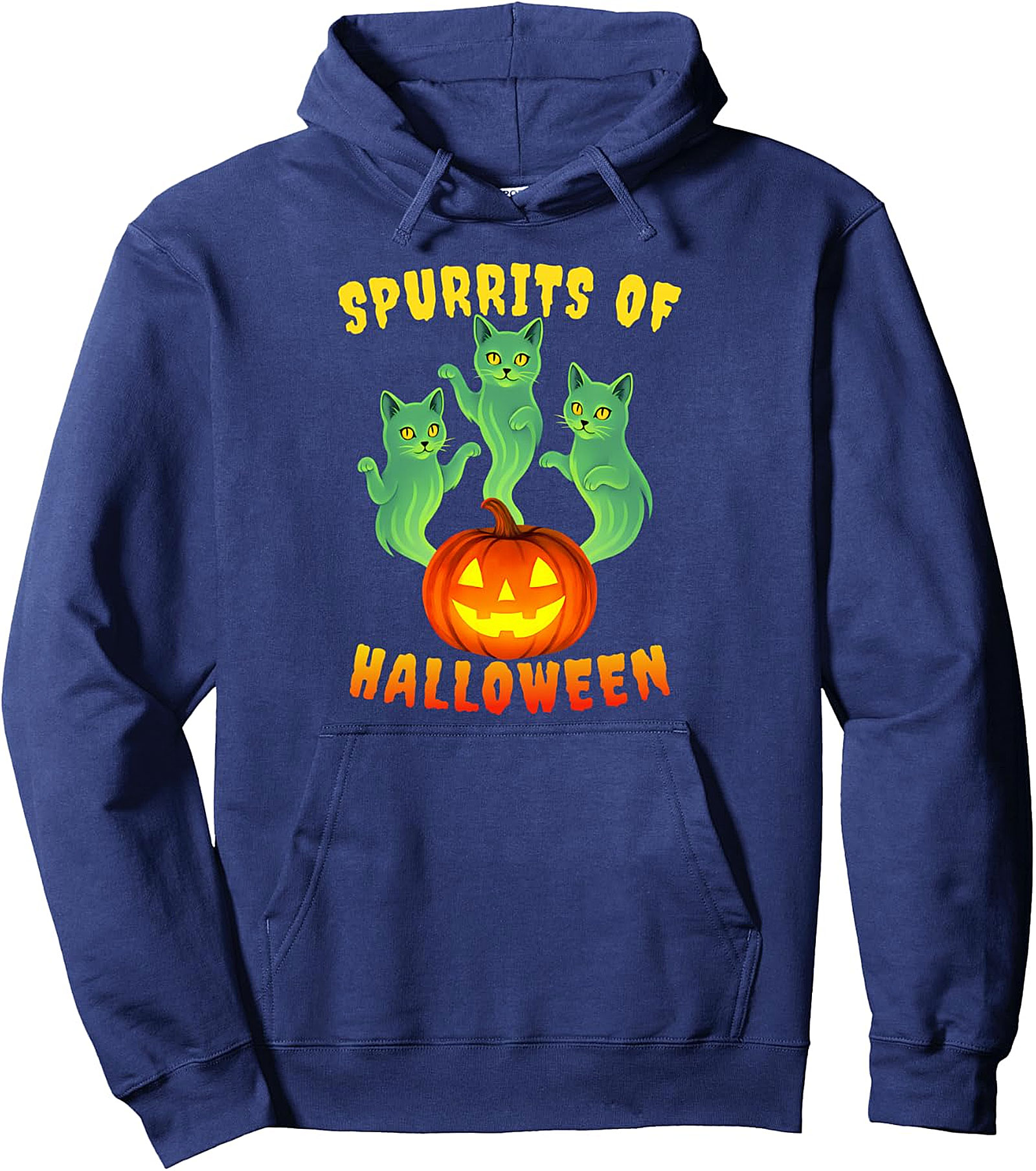 Spurrits of Halloween Ghost Cats Pullover Hoodie - Cozy & Fun