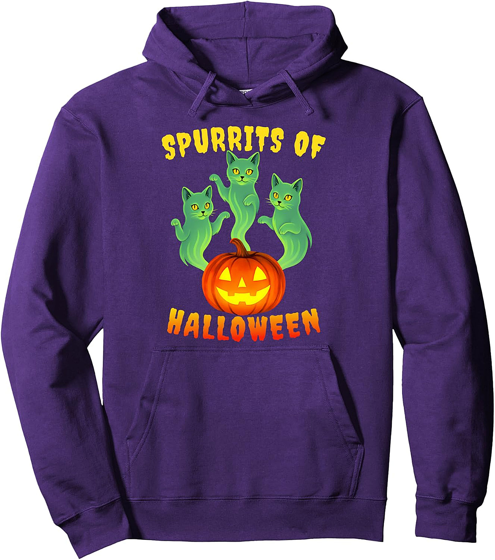 Spurrits of Halloween Ghost Cats Pullover Hoodie - Cozy & Fun