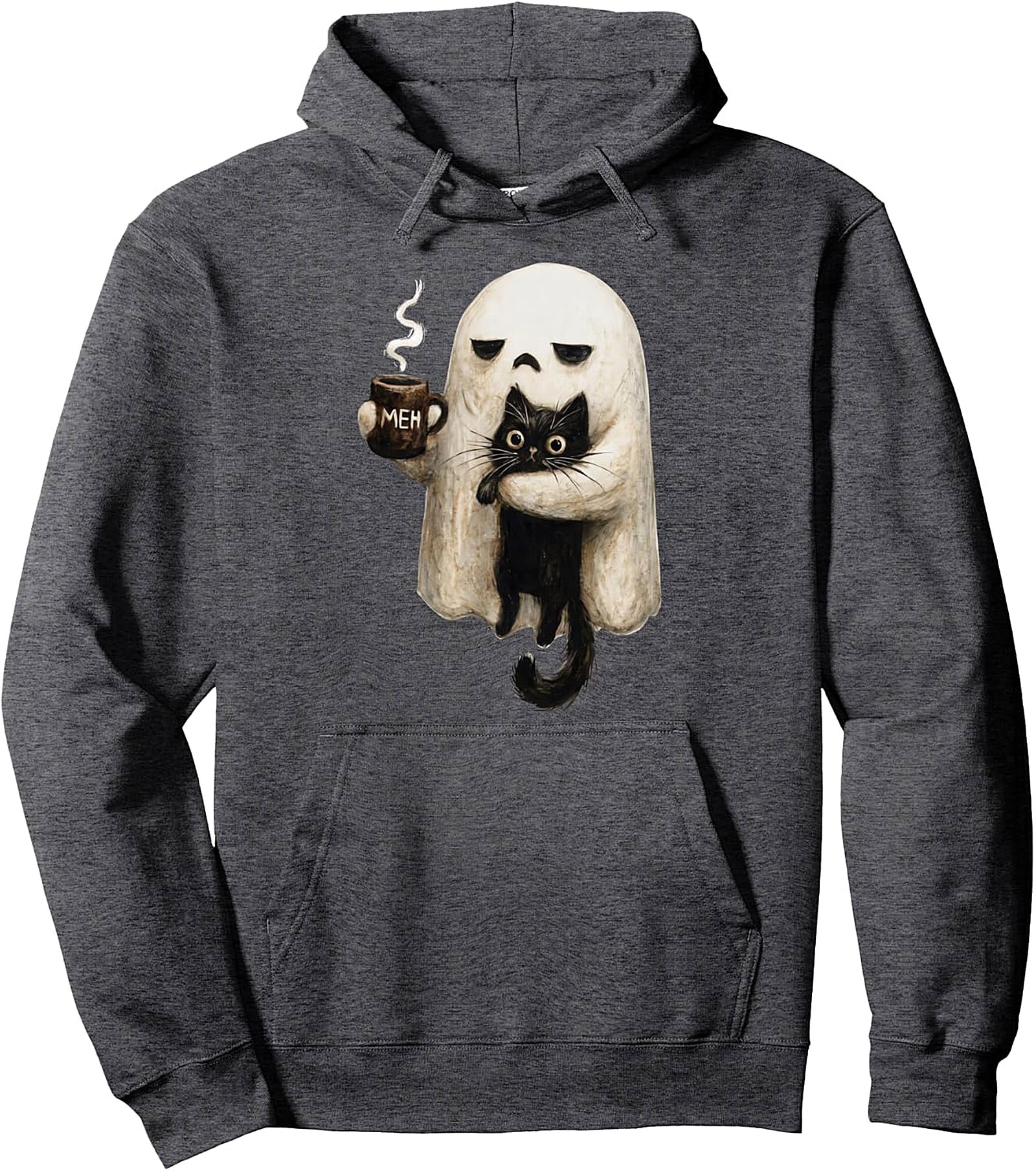 Retro Funny Boojee Ghost & Cat Pullover Hoodie | Cozy & Unique