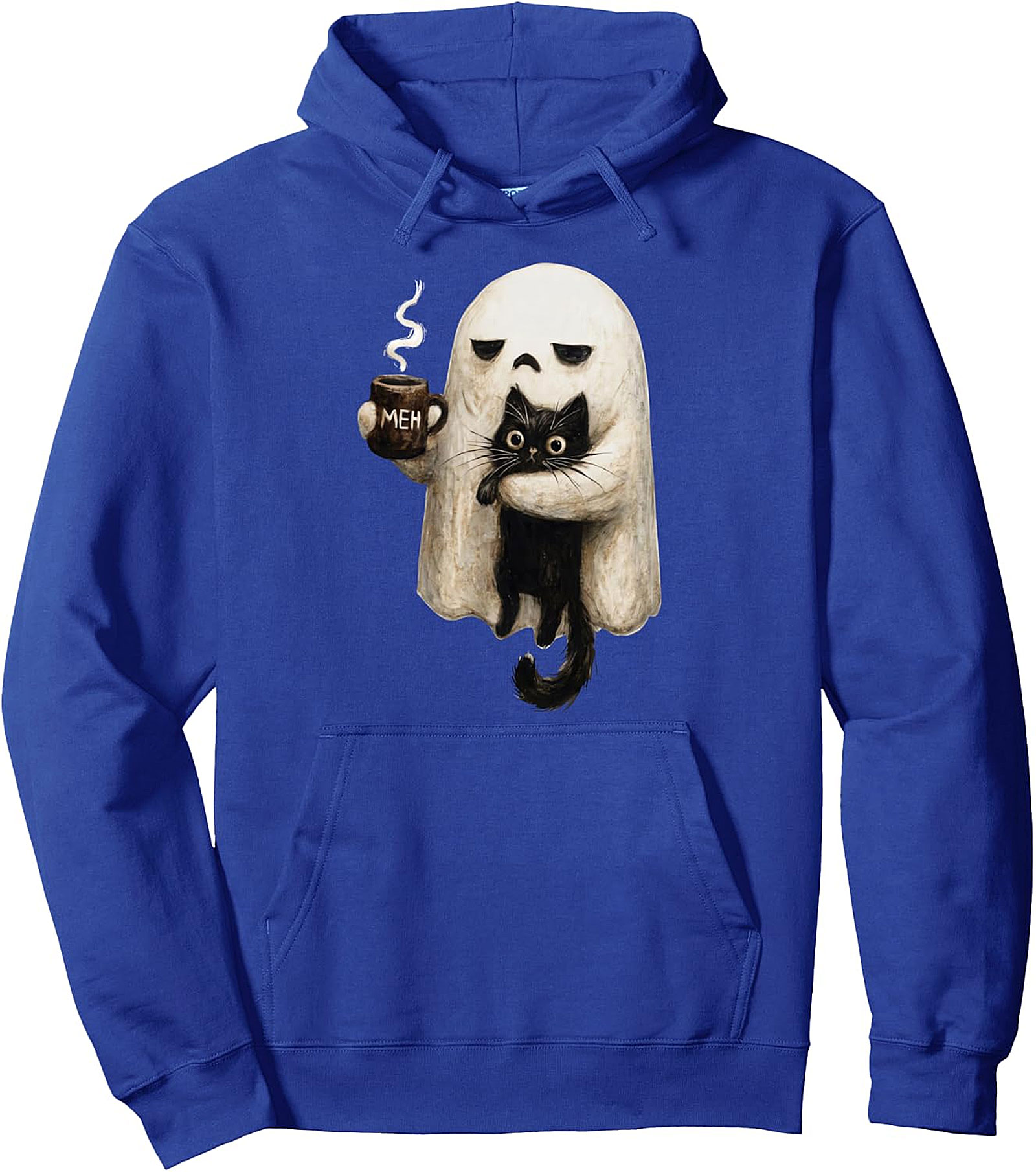 Retro Funny Boojee Ghost & Cat Pullover Hoodie | Cozy & Unique