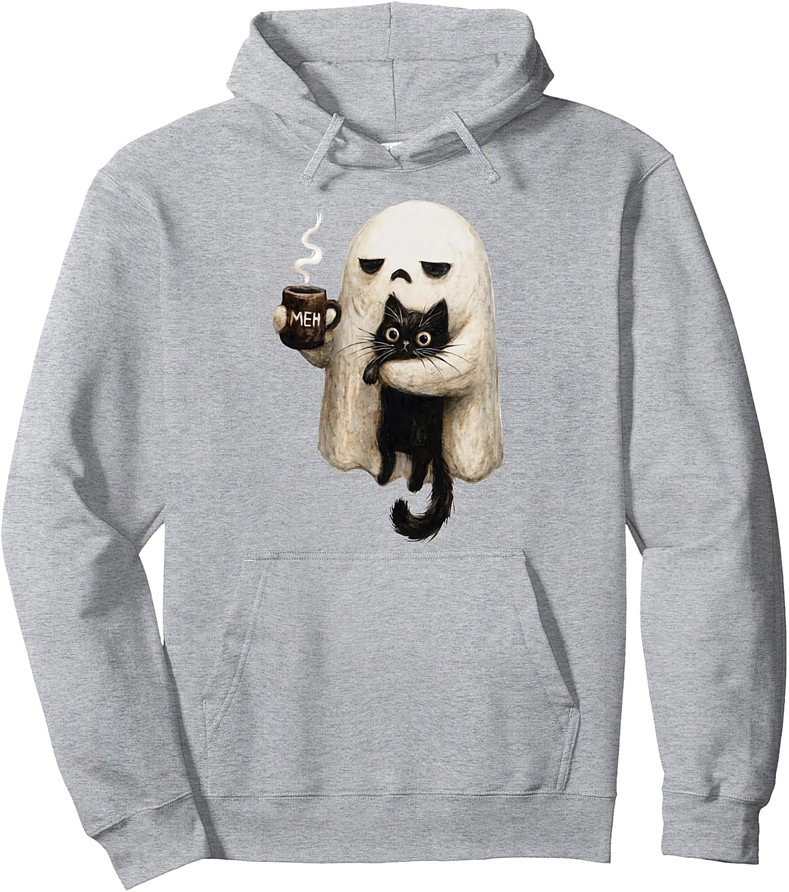 Retro Funny Boojee Ghost & Cat Pullover Hoodie | Cozy & Unique
