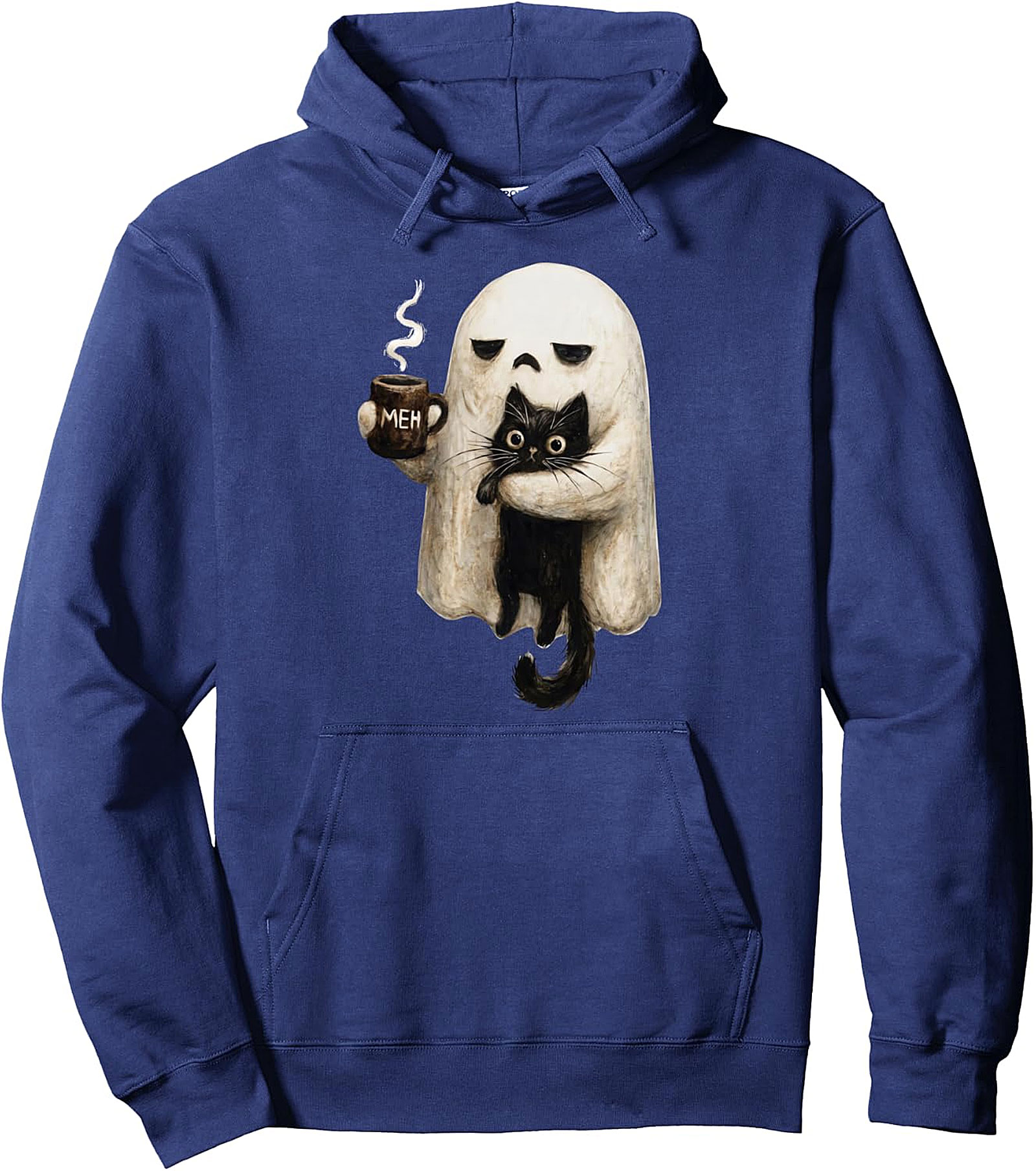 Retro Funny Boojee Ghost & Cat Pullover Hoodie | Cozy & Unique
