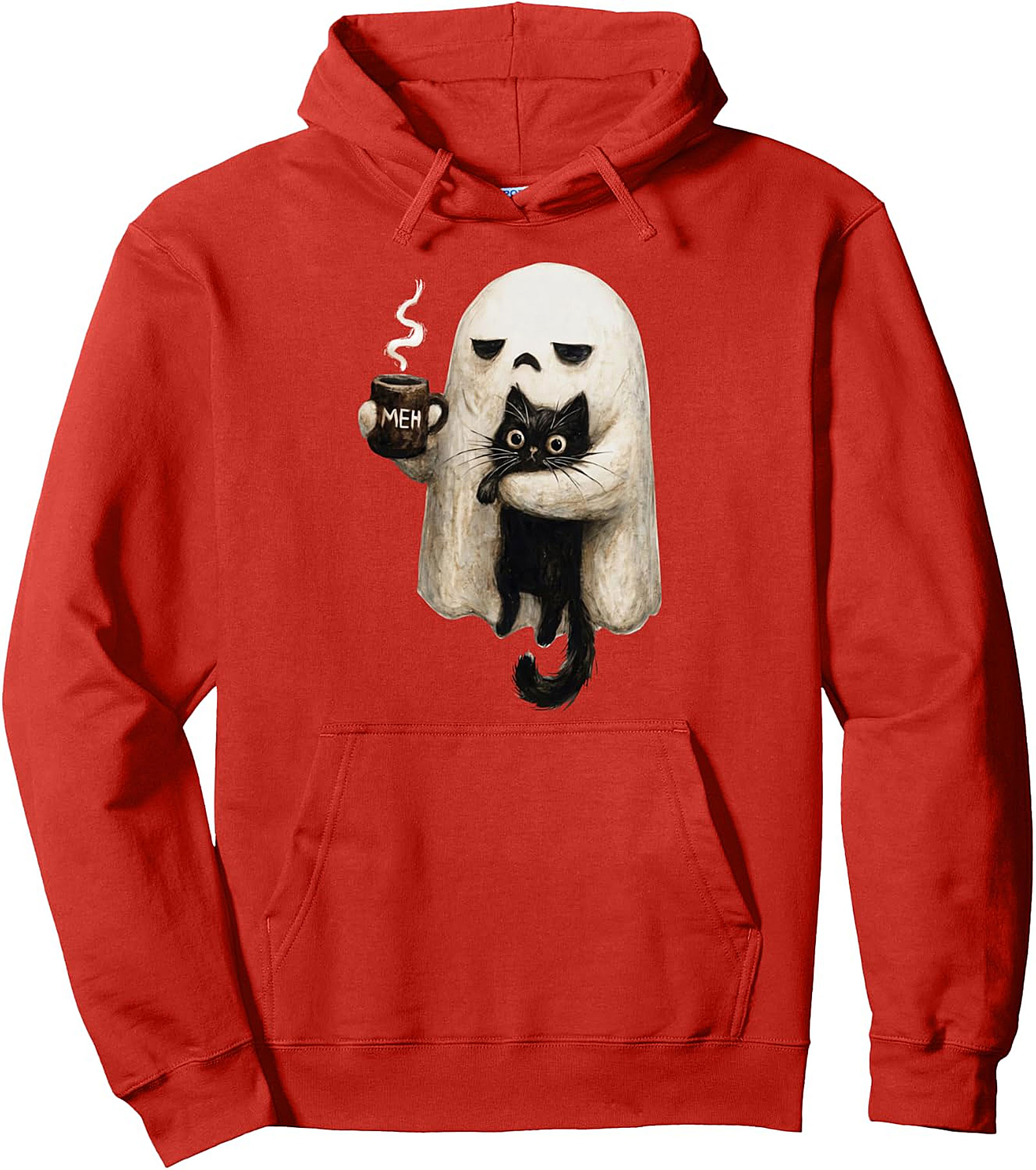 Retro Funny Boojee Ghost & Cat Pullover Hoodie | Cozy & Unique