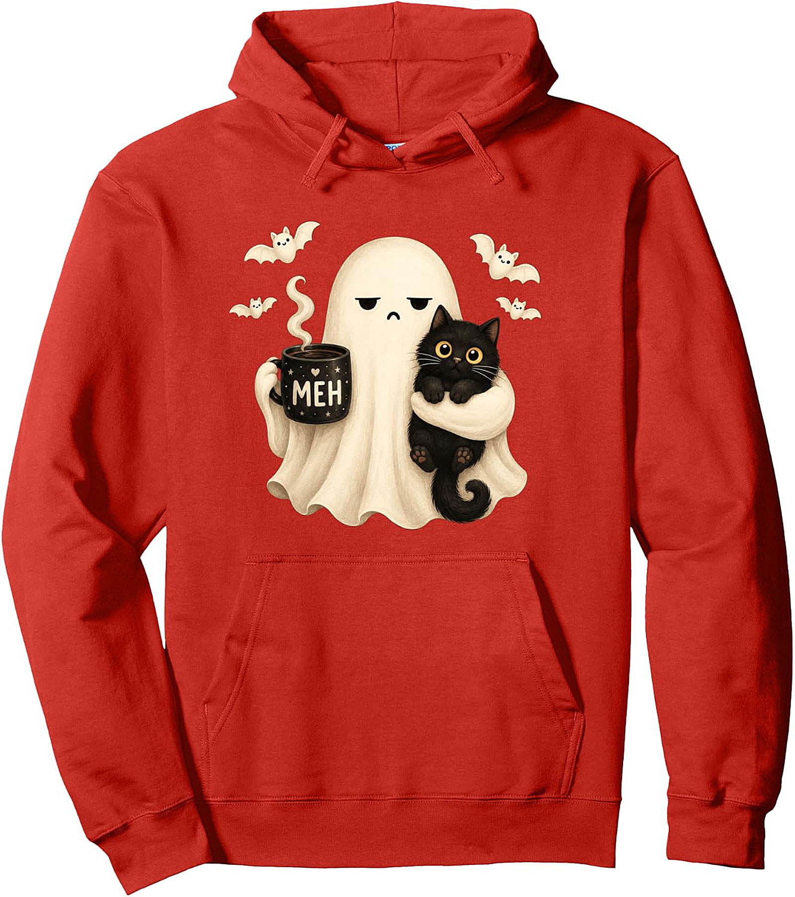 Halloween Meh Ghost Cat Pullover Hoodie | Cozy & Unique Gift