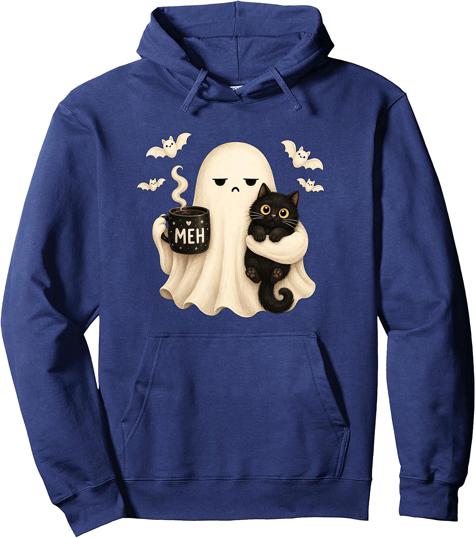 Halloween Meh Ghost Cat Pullover Hoodie | Cozy & Unique Gift