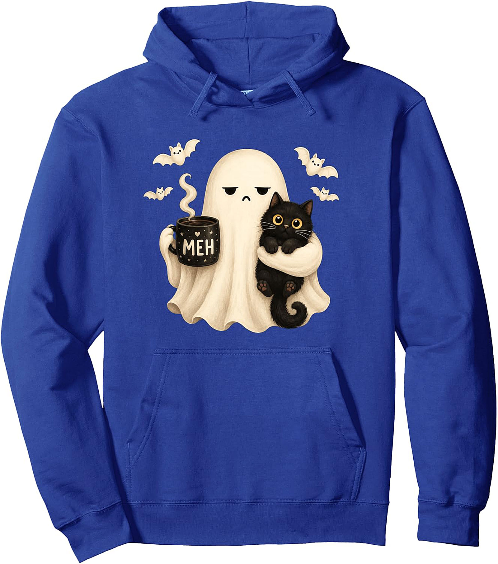 Halloween Meh Ghost Cat Pullover Hoodie | Cozy & Unique Gift