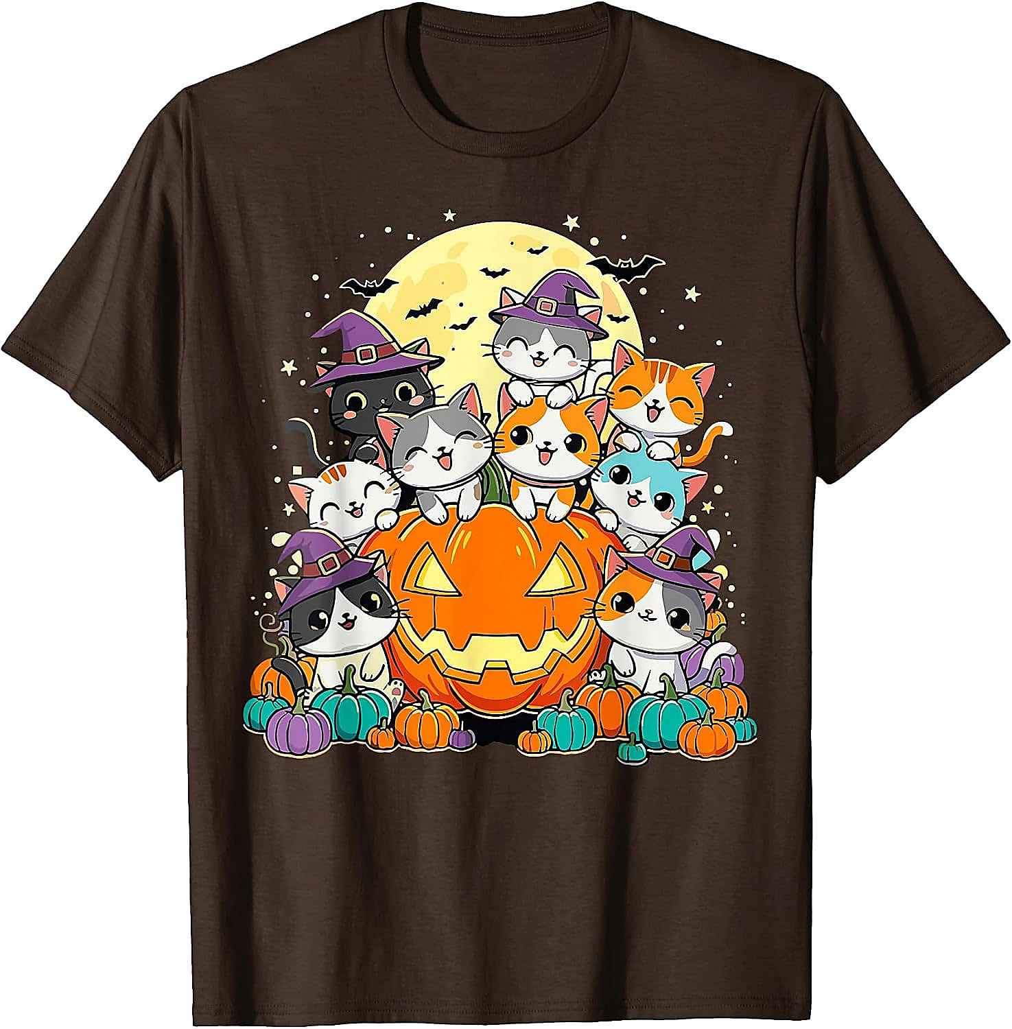 Halloween Cat Kawaii Pumpkin T-Shirt | Cute Spooky Tee