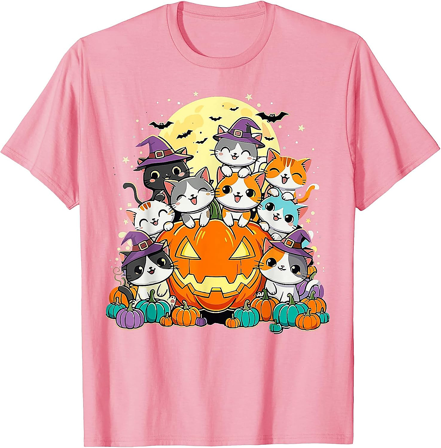 Halloween Cat Kawaii Pumpkin T-Shirt | Cute Spooky Tee