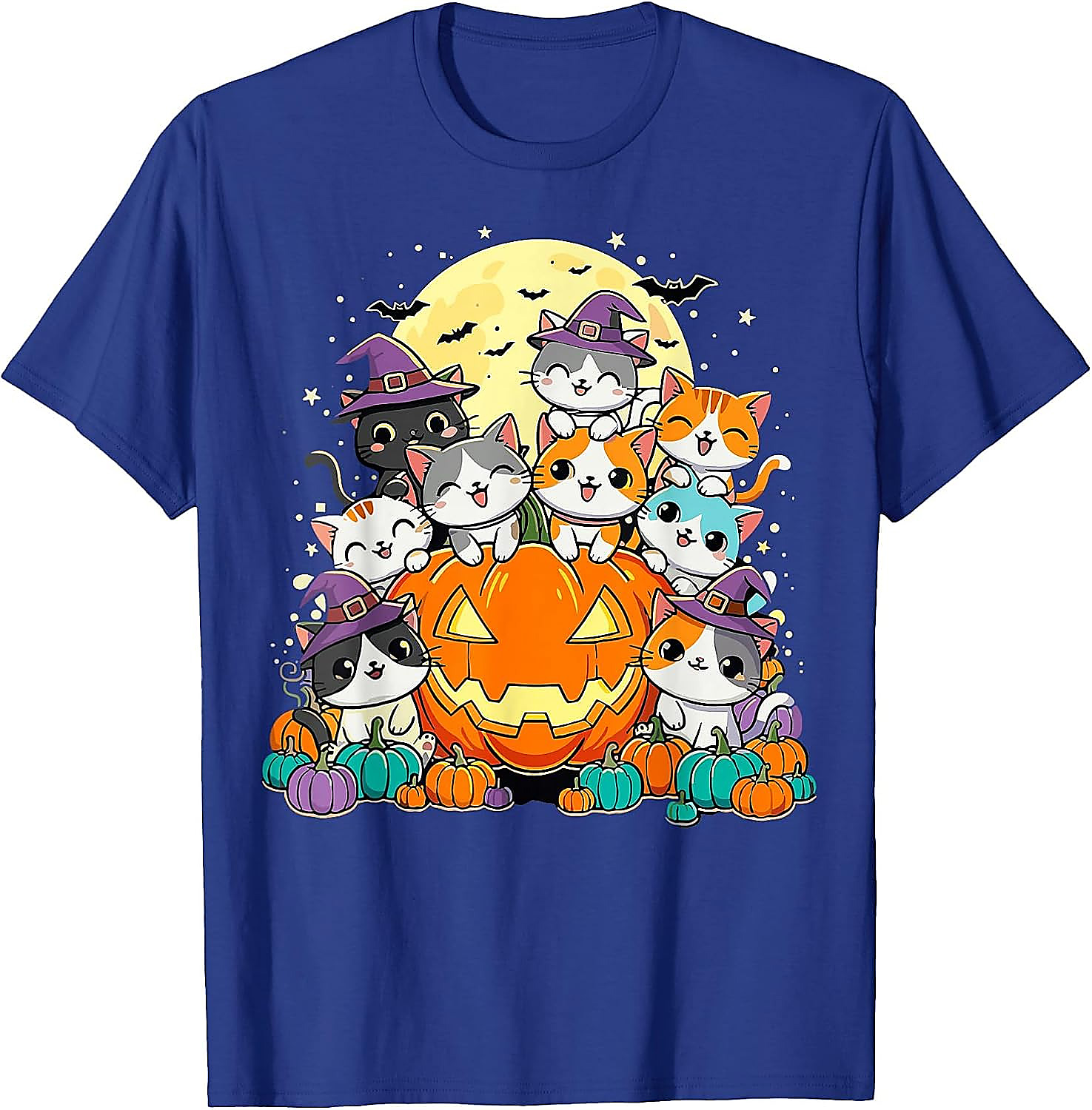 Halloween Cat Kawaii Pumpkin T-Shirt | Cute Spooky Tee